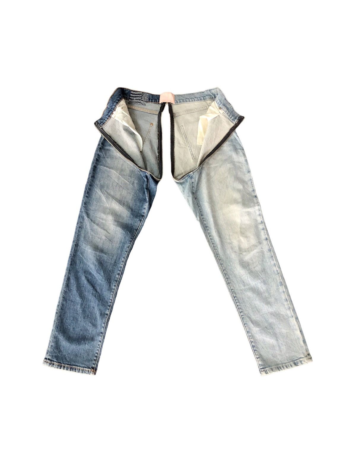 Beauty Beast Size 29/26.5 - Rare Revice Mixed jeans split zipper cut Size US 29 - 2 Thumbnail
