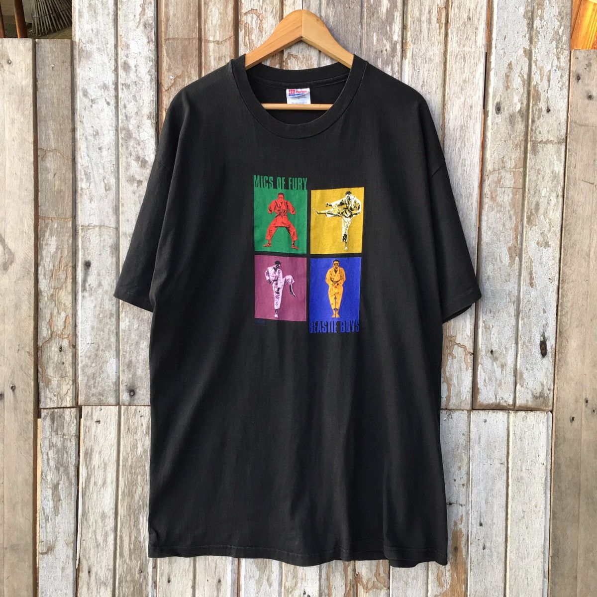image of 1990X Clothing x Rap Tees Vintage 90's Beastie Boys Mics Of Fury Vintage T-Shirt in Black (Size XL)