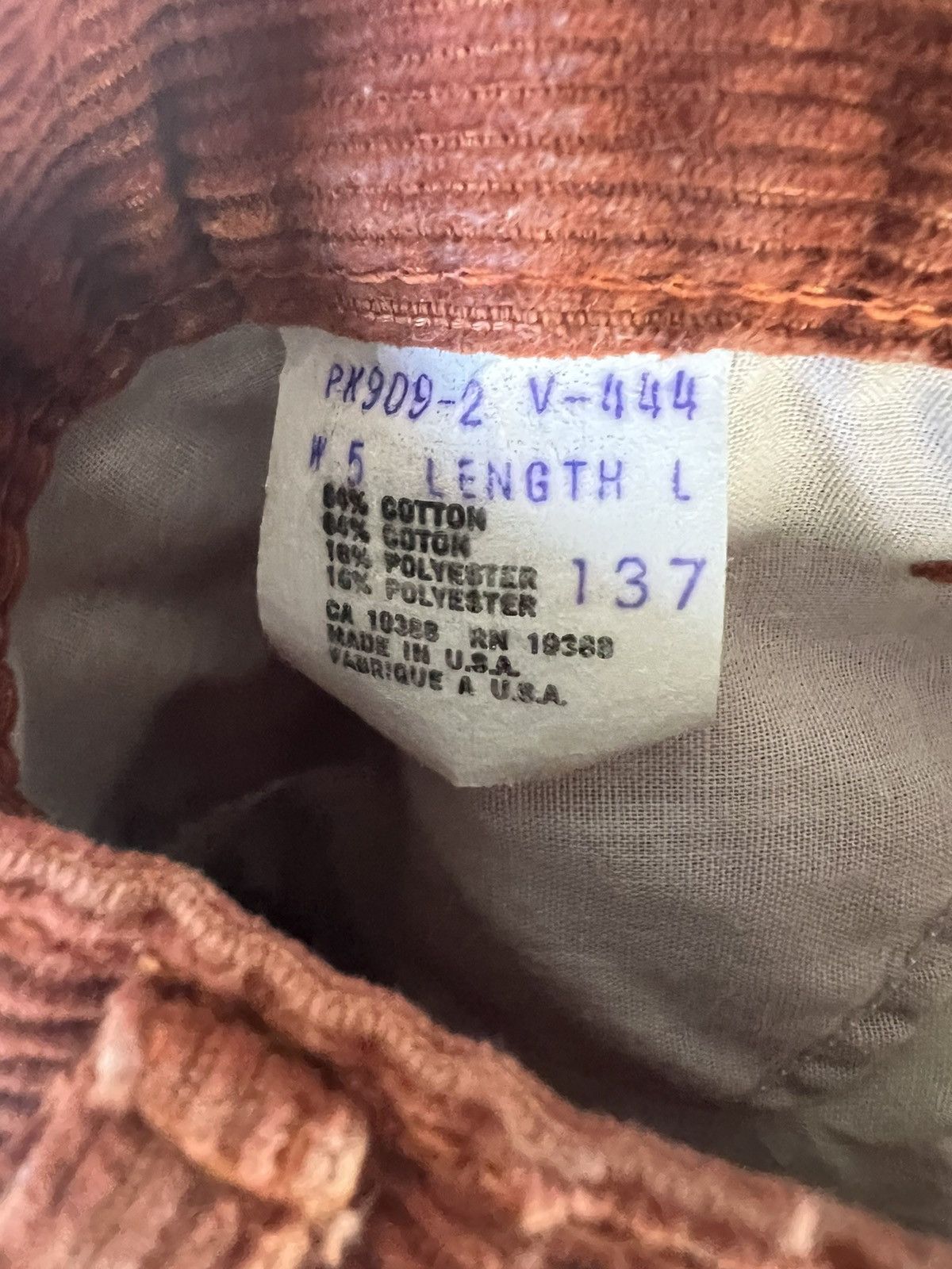 Vintage Vintage Womens Y2K Brittania Orange Corduroy Trousers Size 23" - 4 Thumbnail