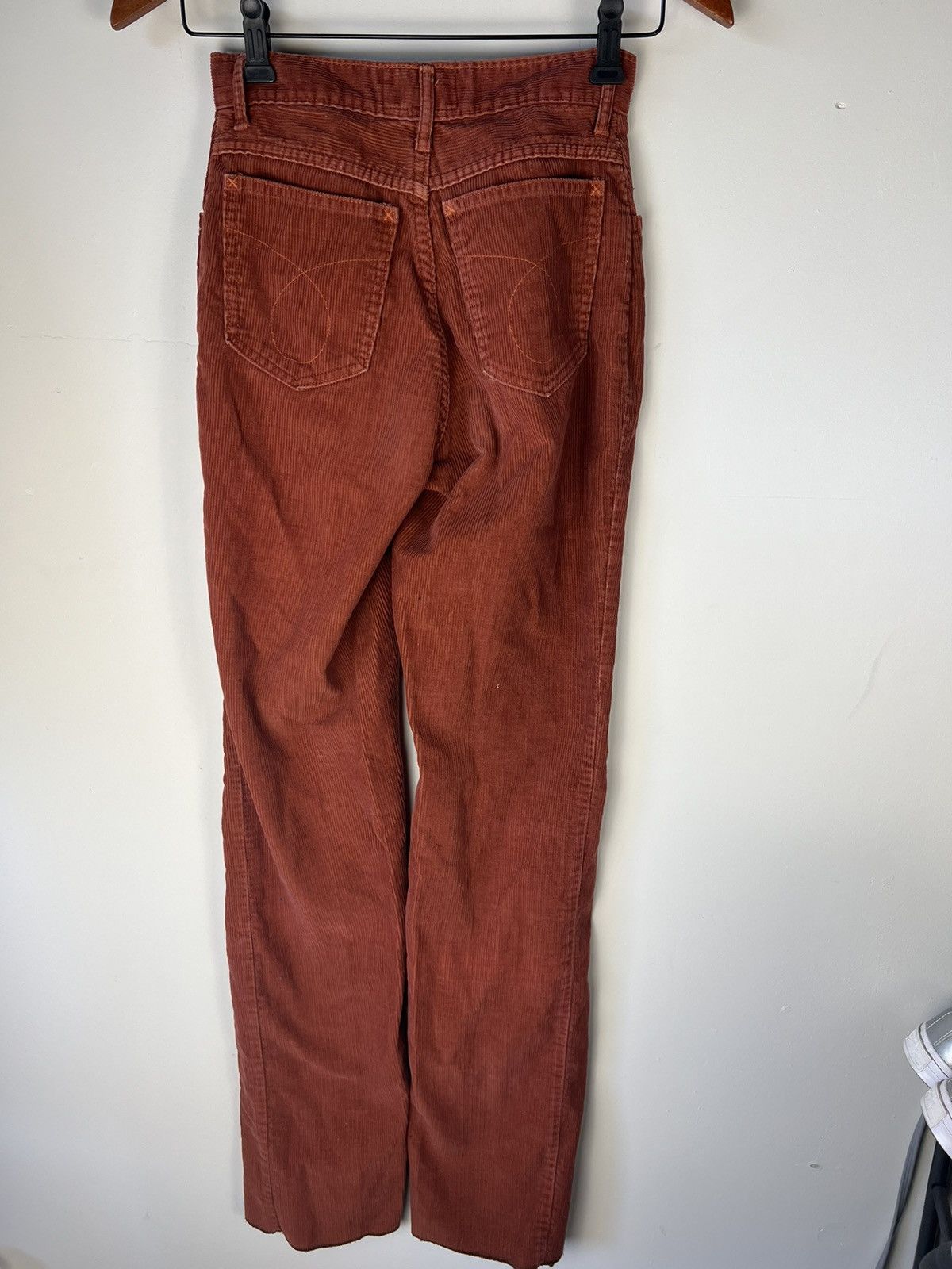 Vintage Vintage Womens Y2K Brittania Orange Corduroy Trousers Size 23" - 2 Thumbnail