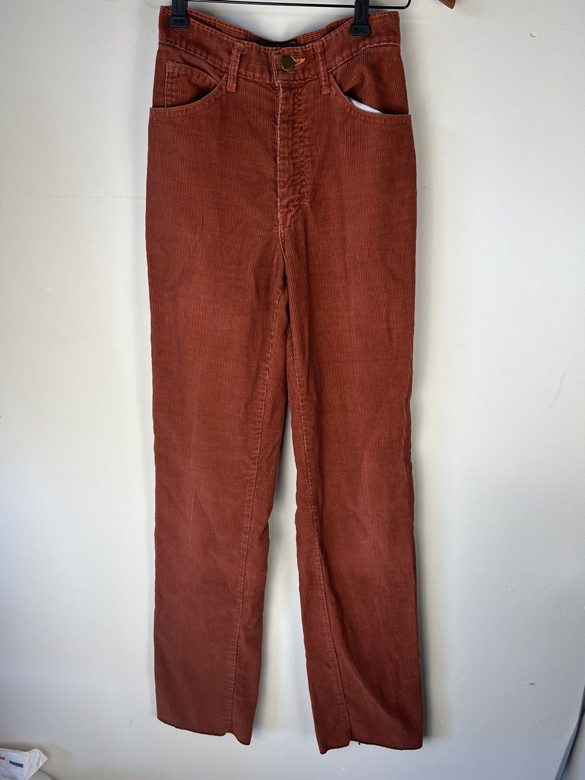 Vintage Vintage Womens Y2K Brittania Orange Corduroy Trousers Size 23" - 1 Thumbnail
