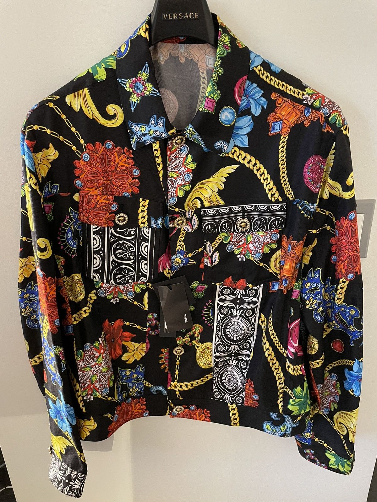 Versace Rare $4,500 Super Limited Runway Jewelry Diamond Silk Jacket Size US XL / EU 56 / 4 - 8 Thumbnail