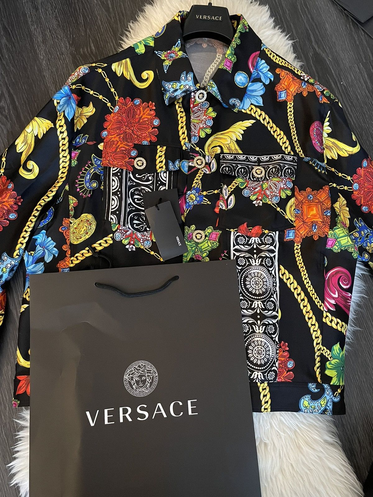 Versace Rare $4,500 Super Limited Runway Jewelry Diamond Silk Jacket Size US XL / EU 56 / 4 - 2 Thumbnail