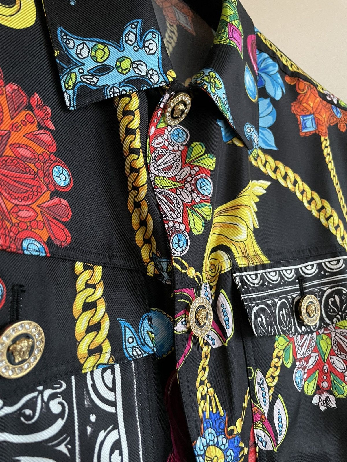 Versace Rare $4,500 Super Limited Runway Jewelry Diamond Silk Jacket Size US XL / EU 56 / 4 - 5 Thumbnail