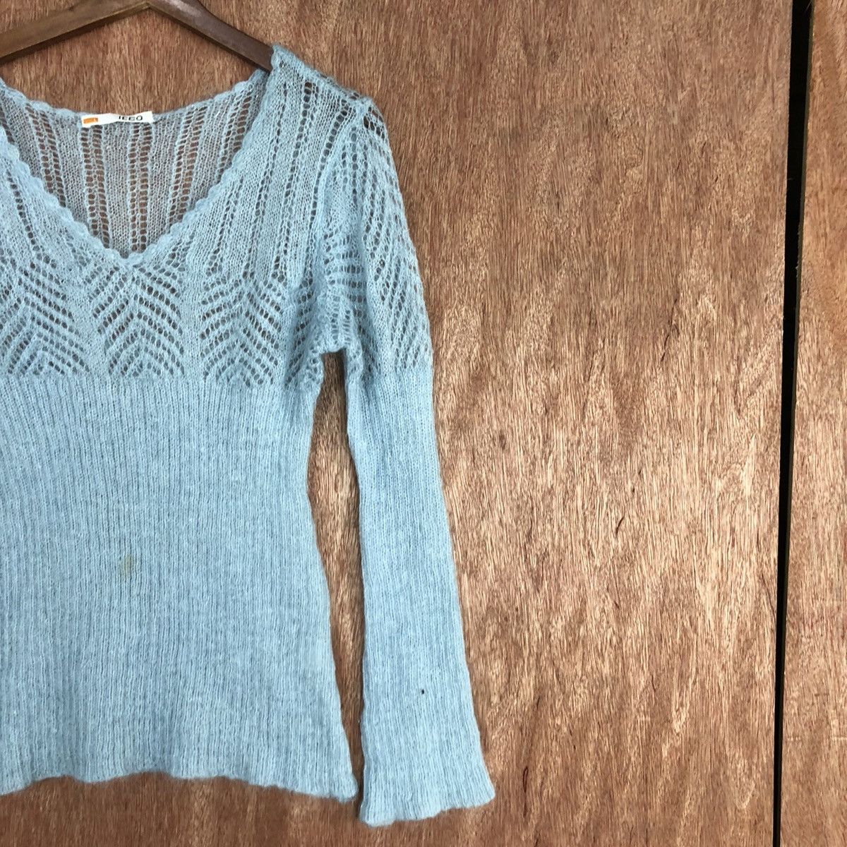 Homespun Knitwear × Japanese Brand Ikka Soft Blue Shag Shaggy Knitwear #c850 Size L / US 10 / IT 46 - 5 Thumbnail