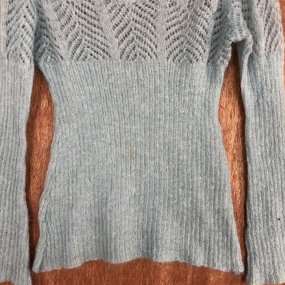 Homespun Knitwear × Japanese Brand Ikka Soft Blue Shag Shaggy Knitwear #c850 Size L / US 10 / IT 46 - 8 Thumbnail