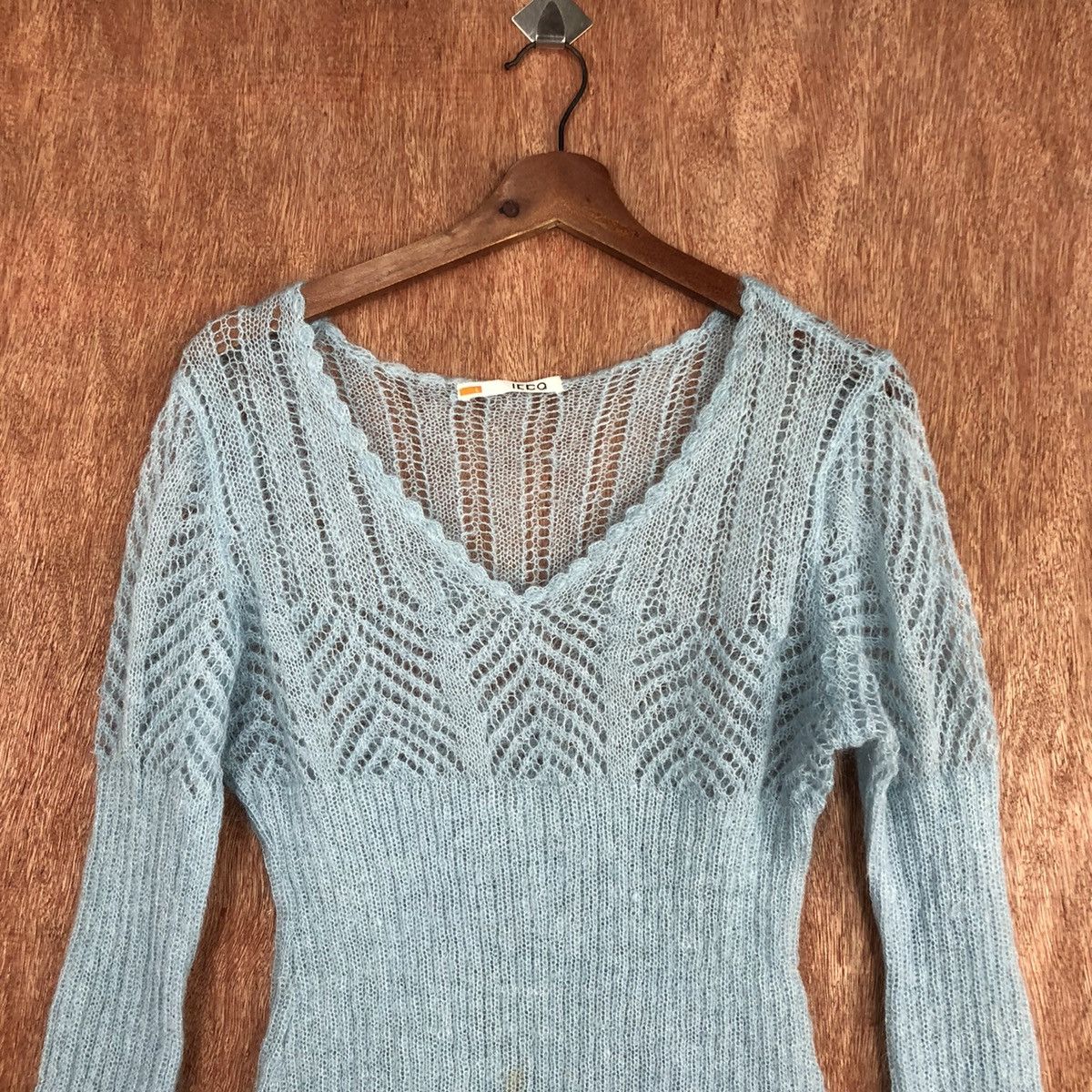 Homespun Knitwear × Japanese Brand Ikka Soft Blue Shag Shaggy Knitwear #c850 Size L / US 10 / IT 46 - 2 Thumbnail