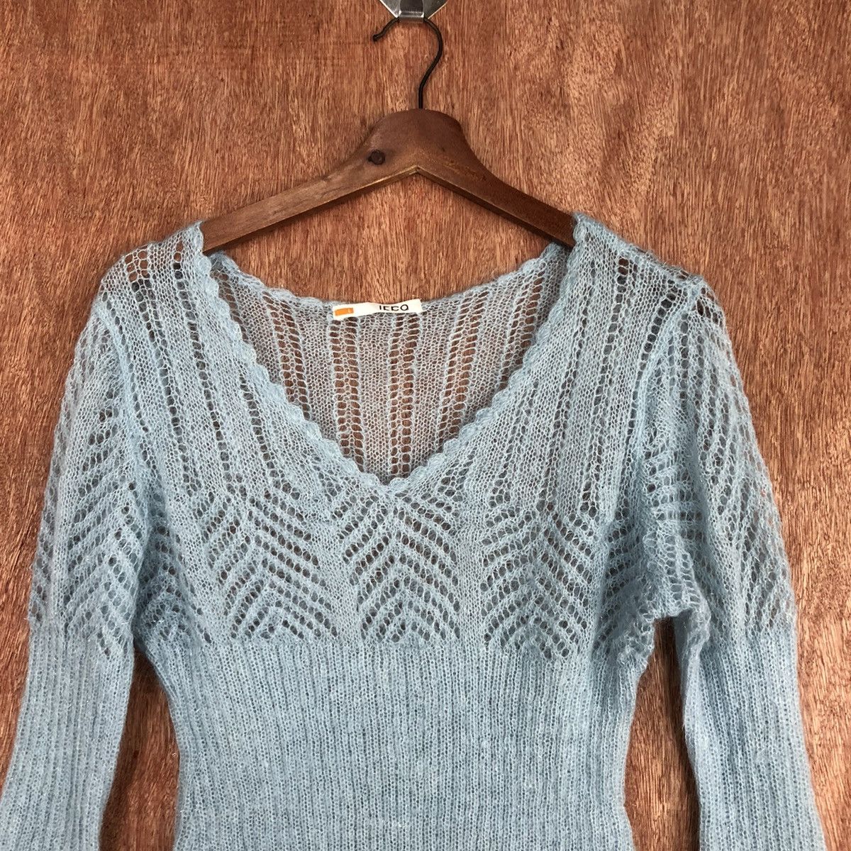 Homespun Knitwear × Japanese Brand Ikka Soft Blue Shag Shaggy Knitwear #c850 Size L / US 10 / IT 46 - 9 Thumbnail