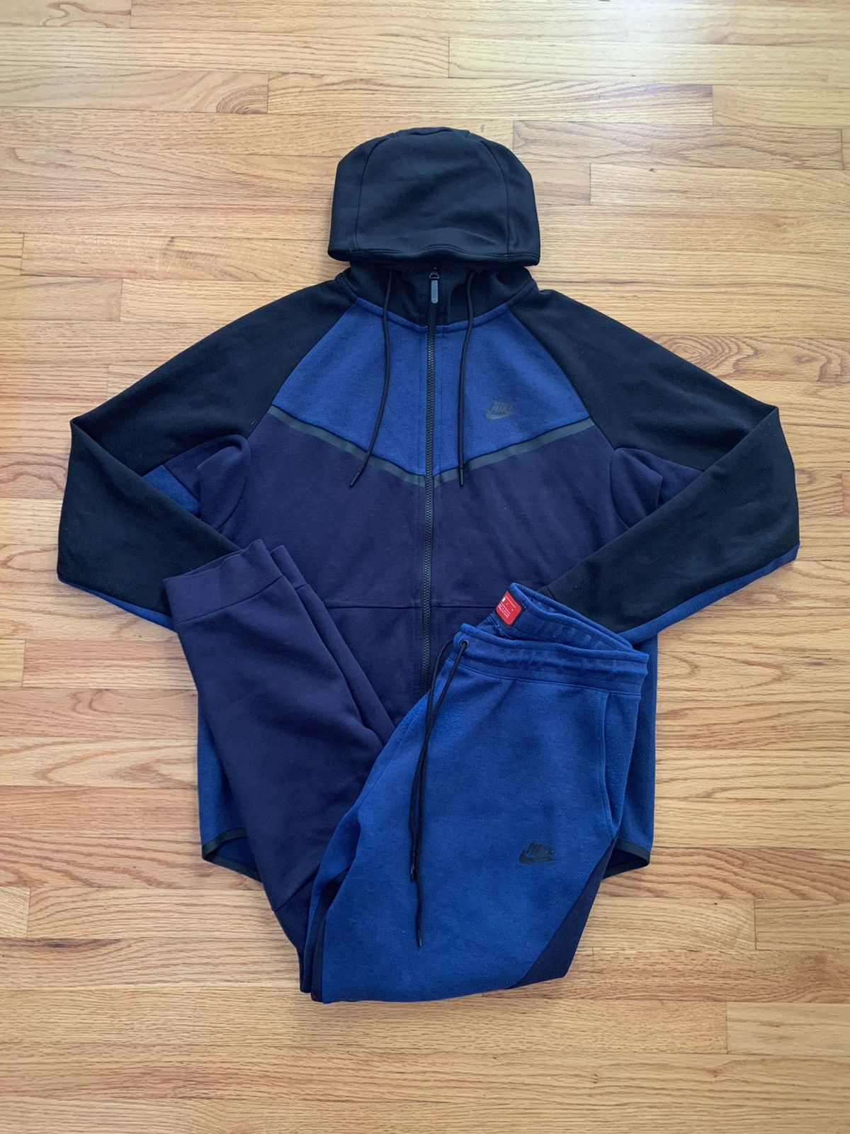 Nike Navy Blue Tech Fleece Fit Hoodie and Pants Grailed