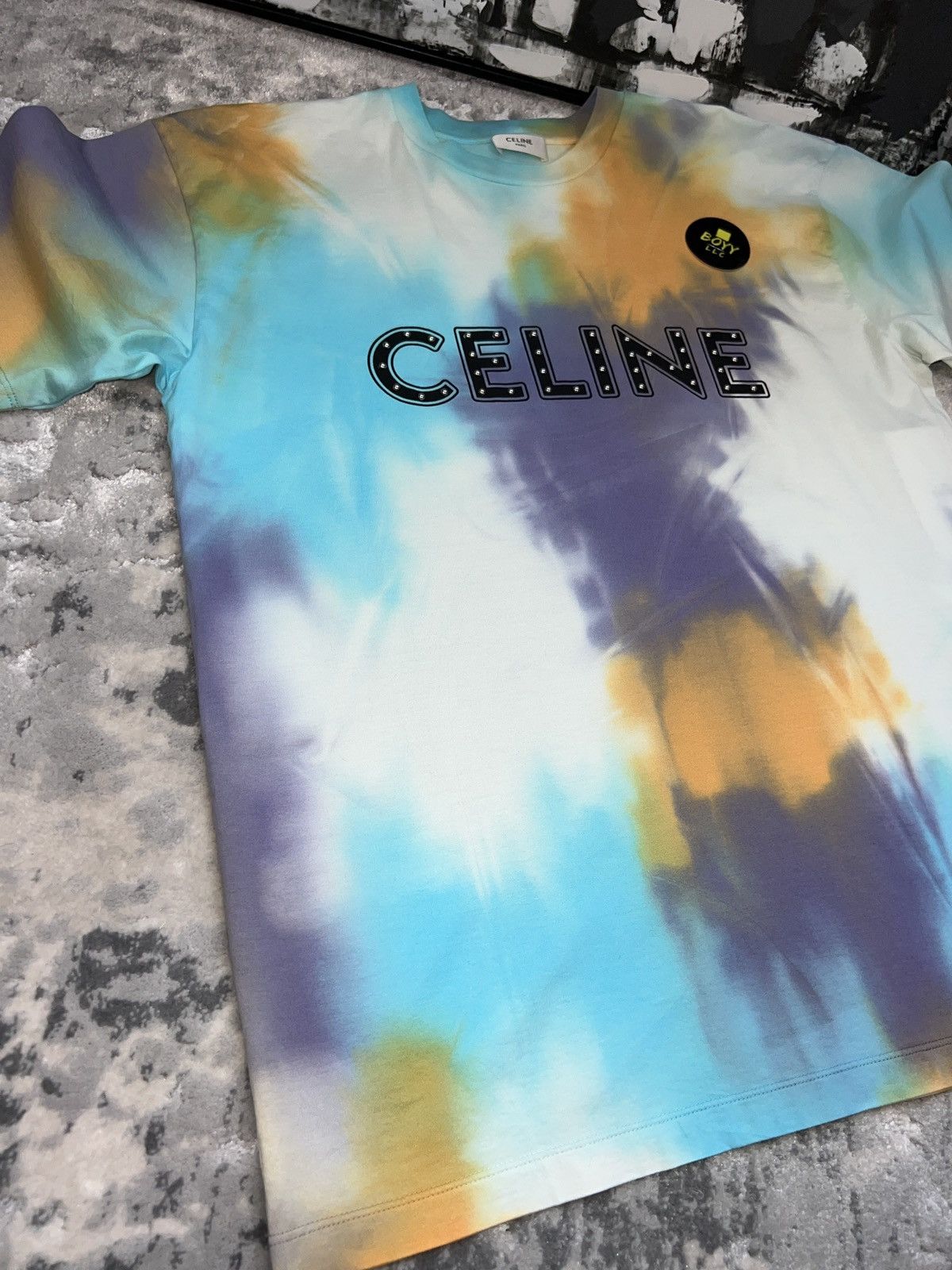 Celine Celine tie dye stud logo t shirt Size US S / EU 44-46 / 1 - 3 Thumbnail