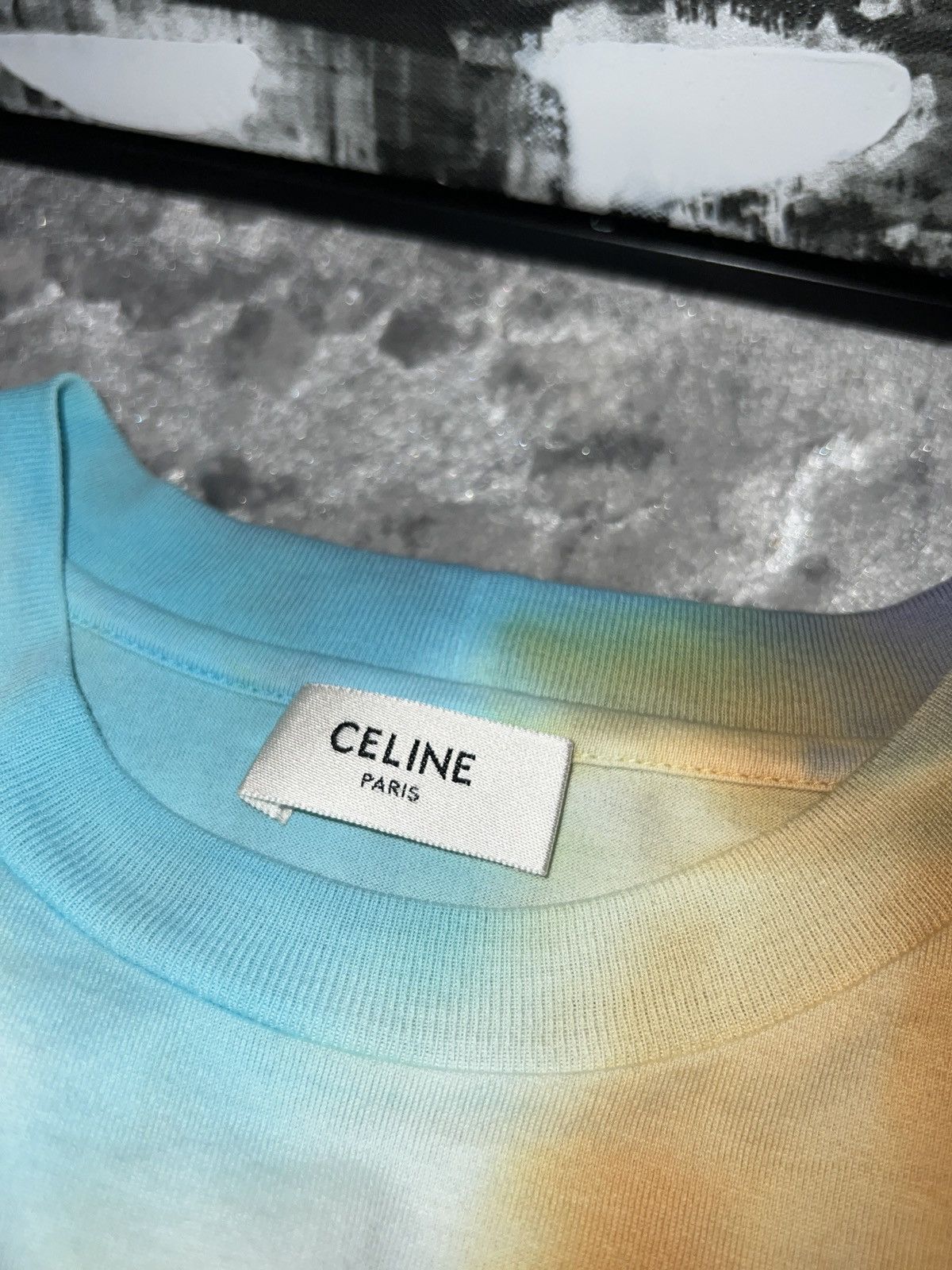 Celine Celine tie dye stud logo t shirt Size US S / EU 44-46 / 1 - 8 Thumbnail