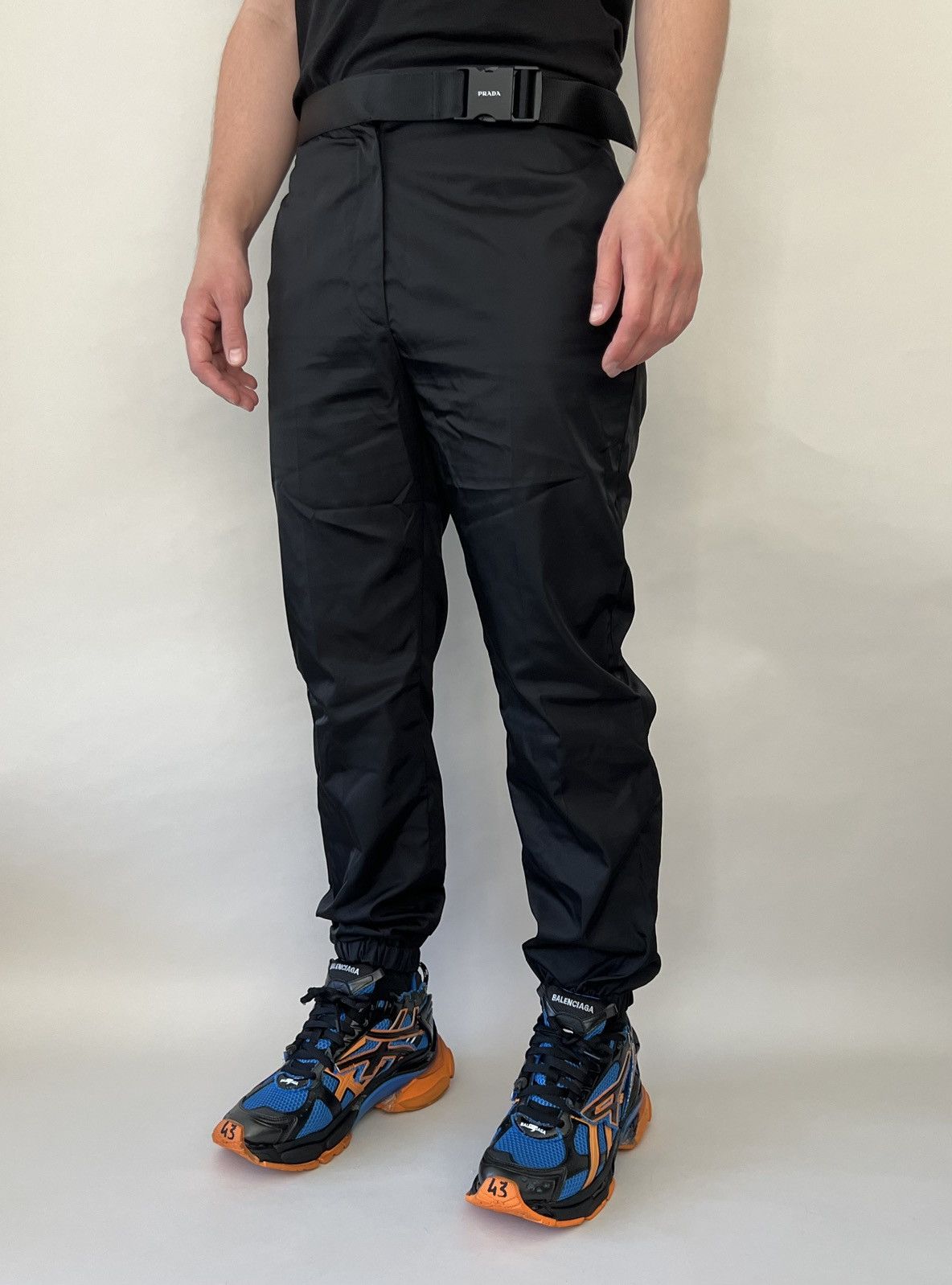 image of Prada $1.7K Re-Nylon Gabardine Trackpants in Black, Men's (Size 30)