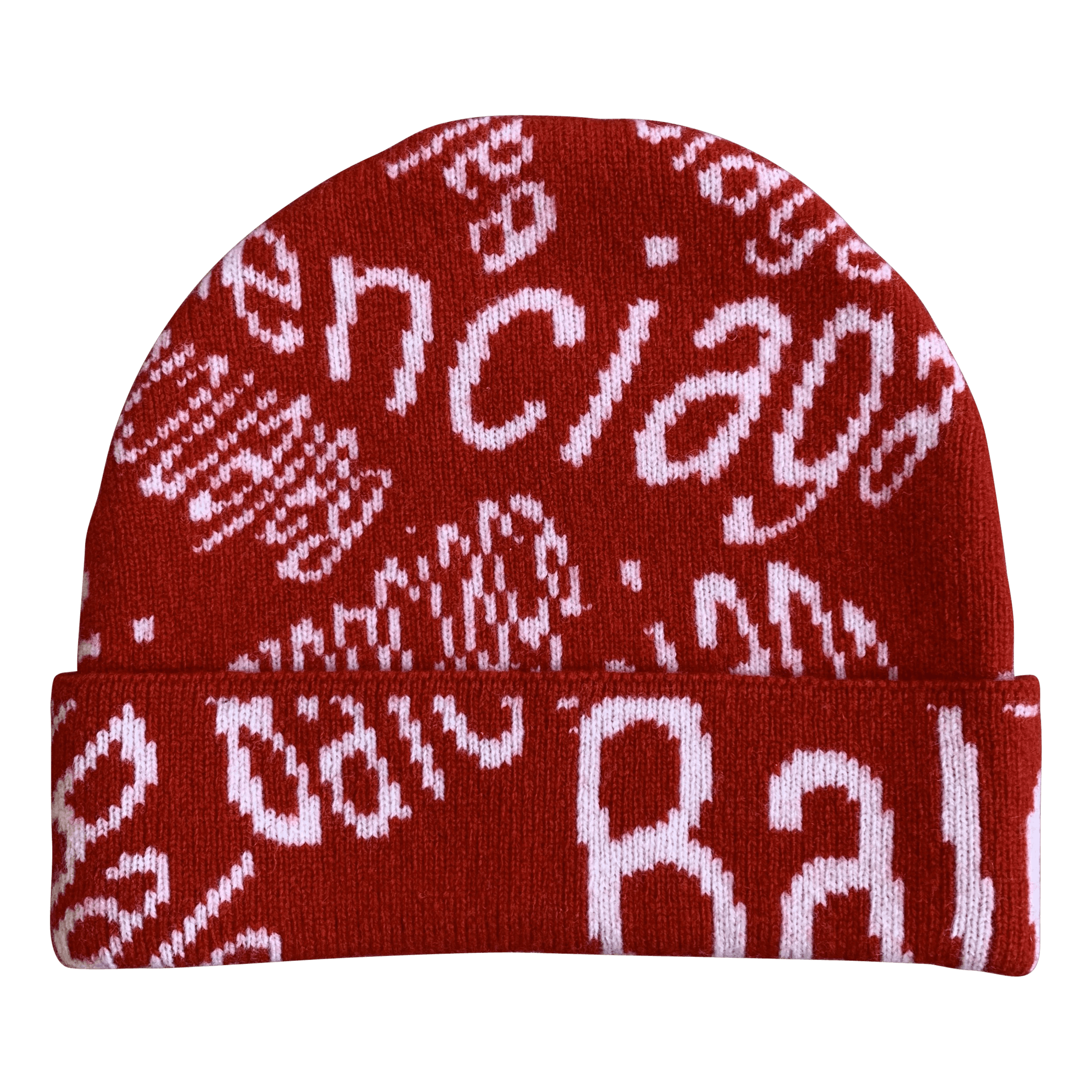 image of Balenciaga Wave Logo Beanie Hat in Red, Men's