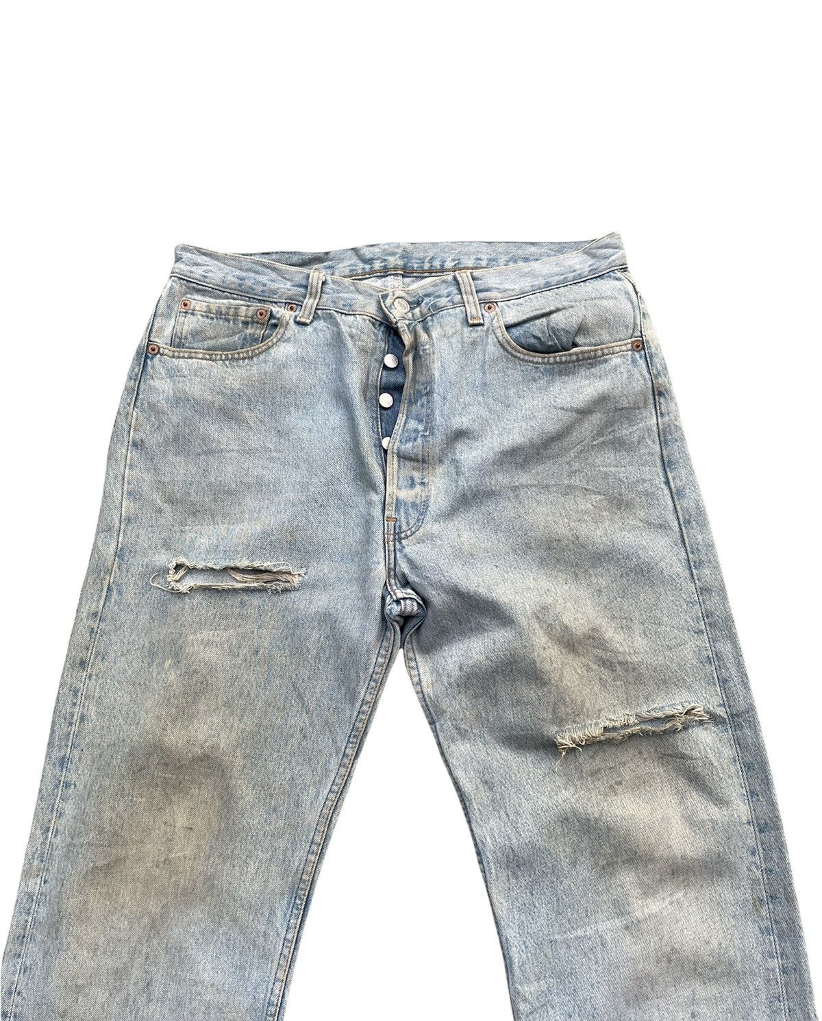 Levi's Vintage Levi’s 501 e 1994 Aging Faded Distressed Denim Size US 35 - 5 Thumbnail