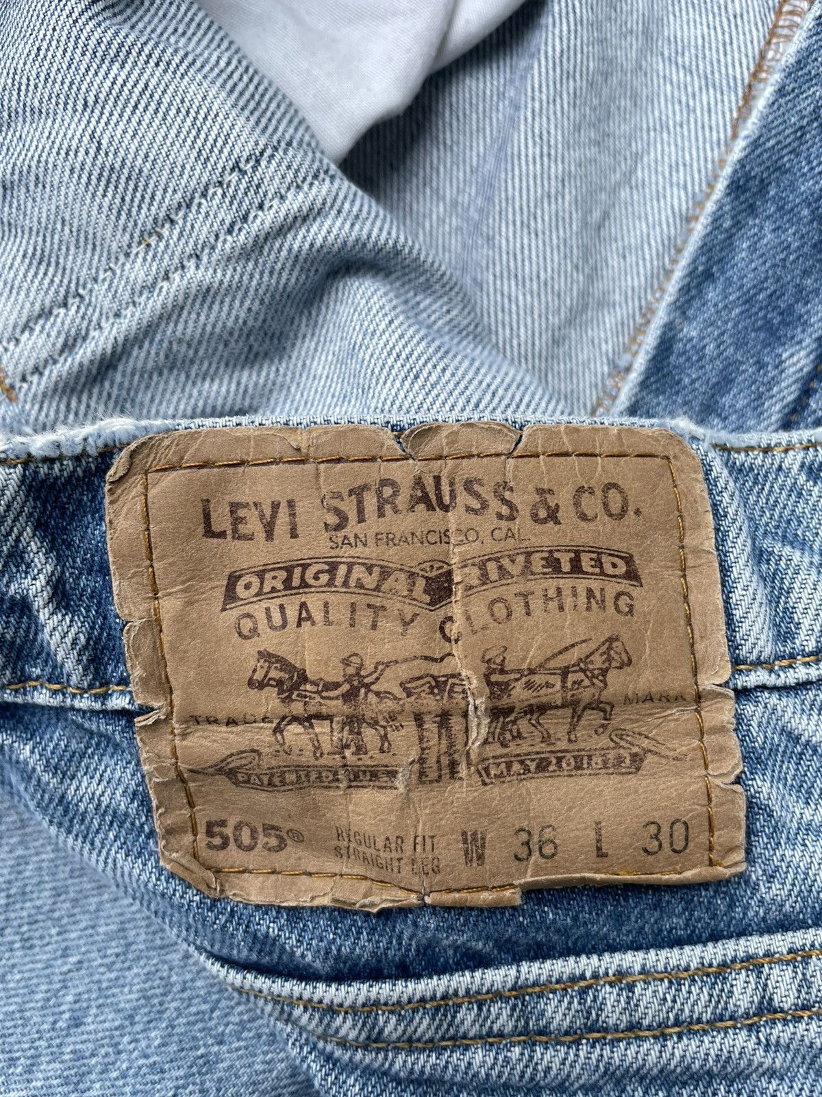 Levi's × Vintage Levis 505 e Orange Tag Vintage 90’s Aging Rework Denim Size US 35 - 14 Thumbnail
