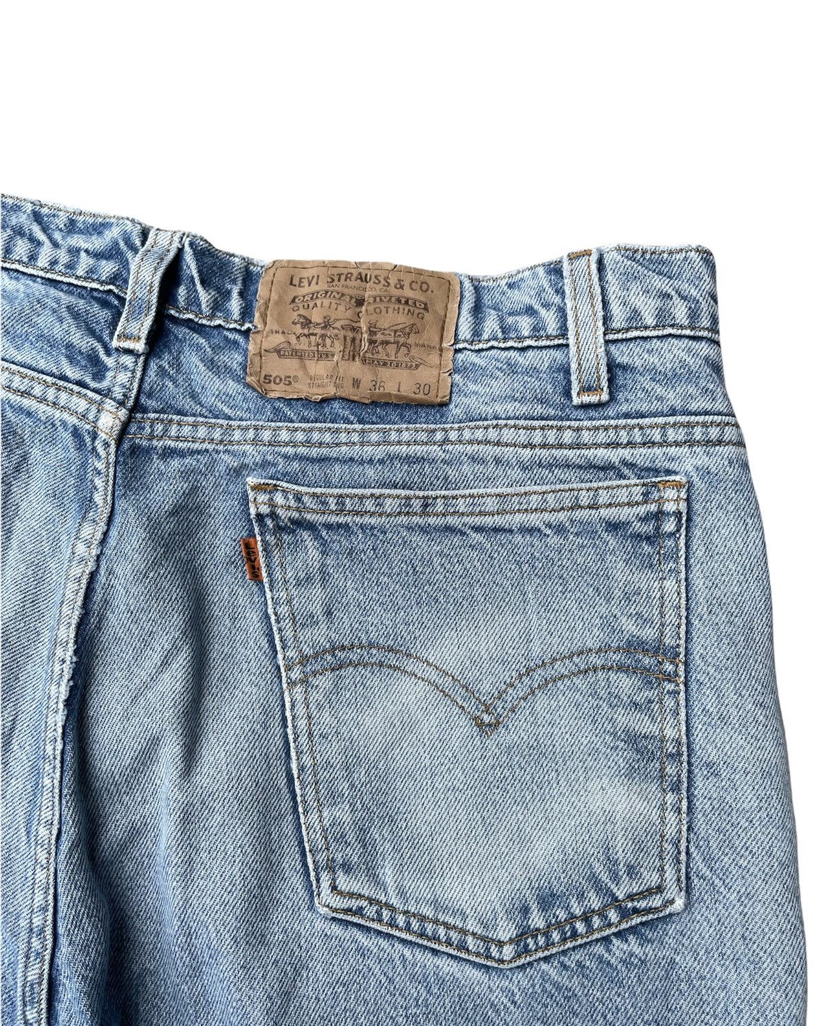 Levi's × Vintage Levis 505 e Orange Tag Vintage 90’s Aging Rework Denim Size US 35 - 13 Thumbnail