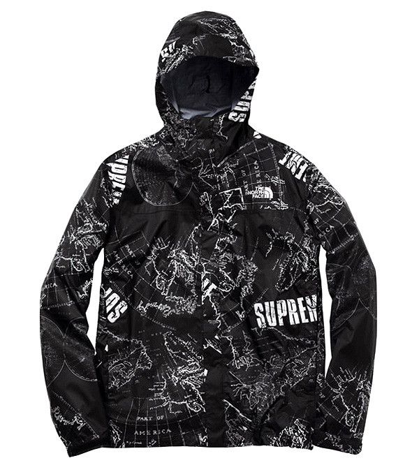 Supreme SUPREME X NORTH FACE SS2012 Black World Map Venture Jacket