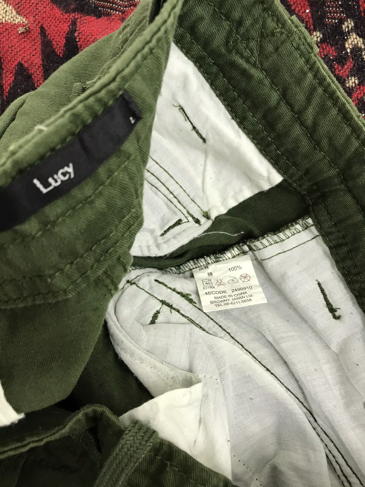 Japanese Brand Lucy Military Green Cargo Pant Regular 2🟦 Size US 35 - 8 Thumbnail