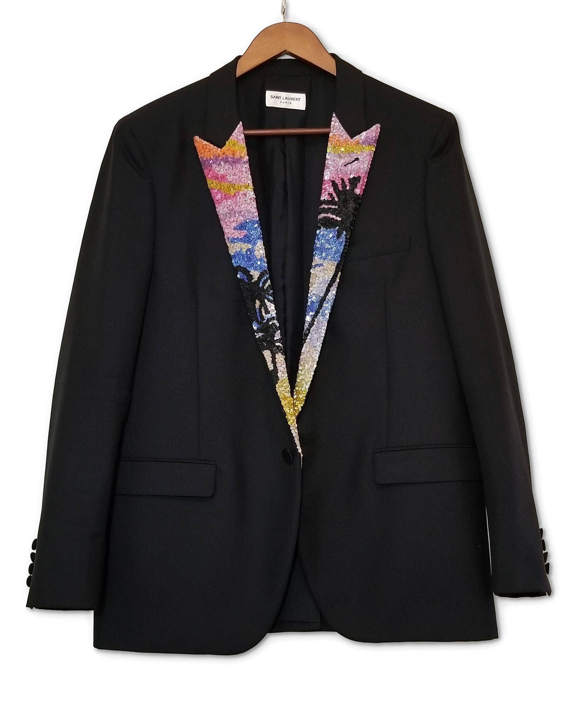Saint Laurent Paris SS16 Sequin Embellished Palm Tree Le Smoking