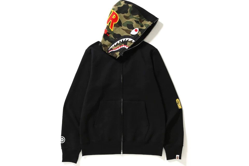 Bape BAPE 2nd Shark Full Zip Hoodie Black/Camo Size US XL / EU 56 / 4 - 2 Thumbnail
