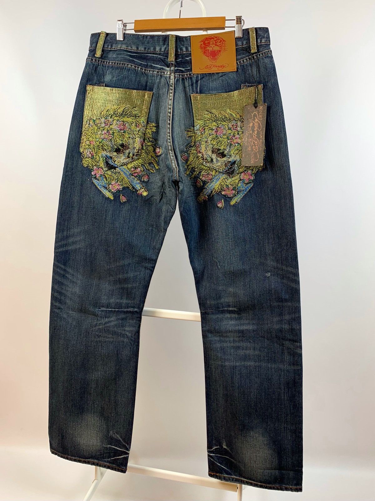 NWT Ed Hardy Christian Audigier Brilliant Skull Denim Pants