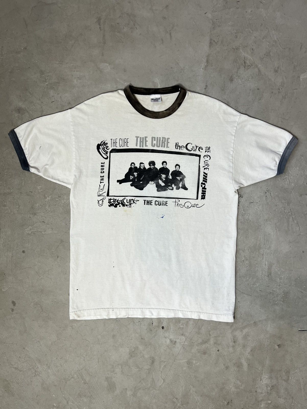 image of Vintage 90’S The Cure Ringer Tee in White, Men's (Size Large)