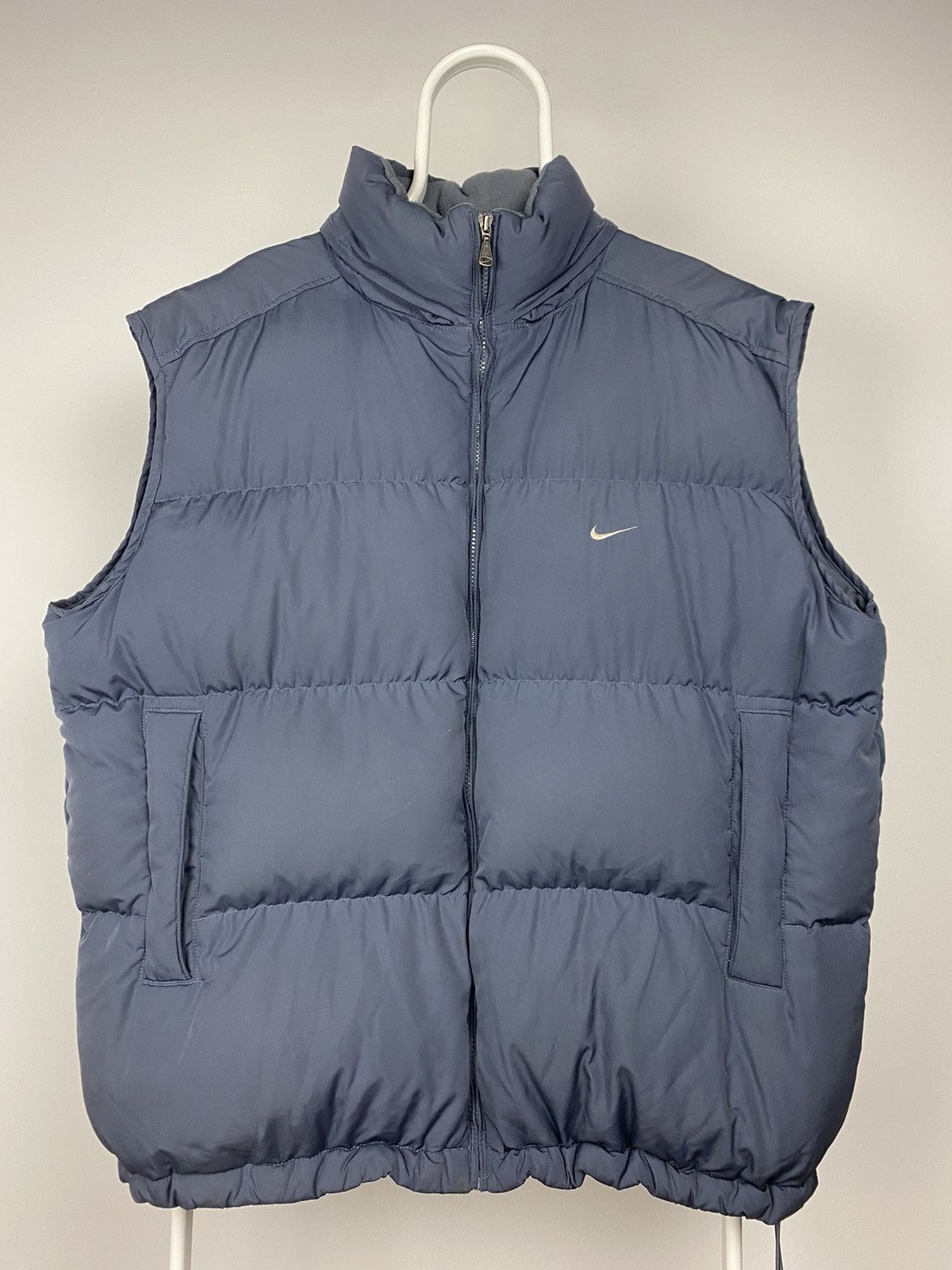 image of Nike Vintage Grey Puffer Vest Small Swoosh 2000S, Men's (Size 2XL)