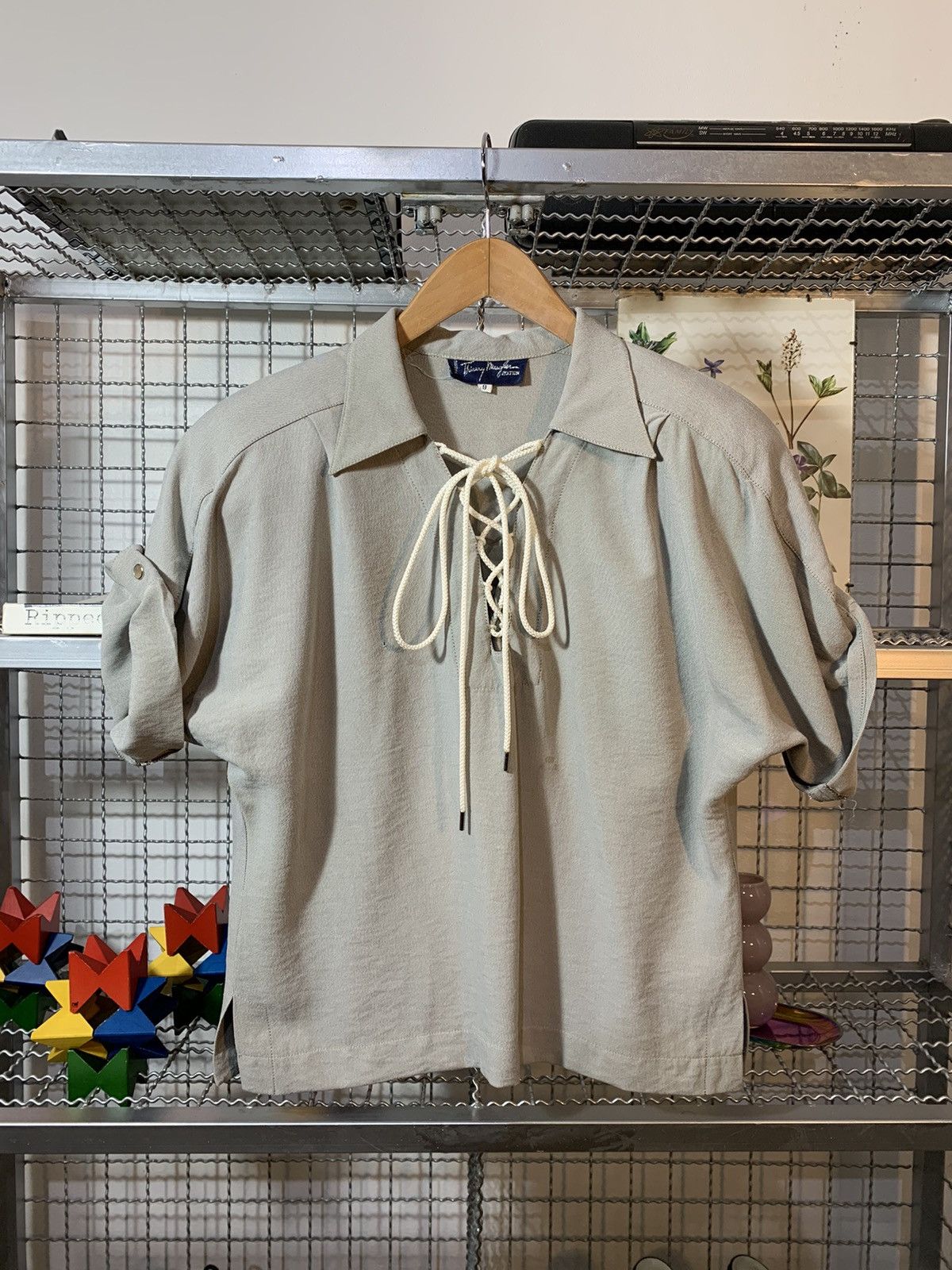 Thierry Mugler Thierry Mugler light grey lace up top Size M / US 6-8 / IT 42-44 - 2 Thumbnail