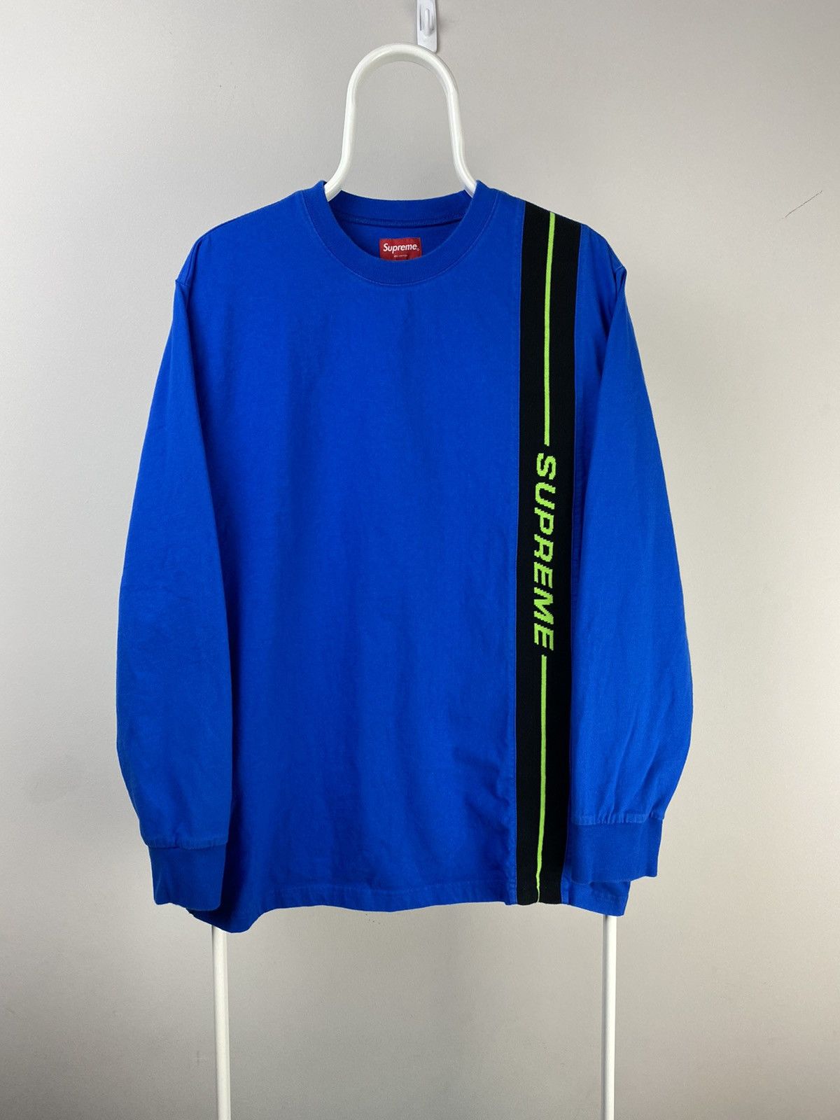 Supreme Supreme Vertical Logo Stripe Longsleeve Shirt Blue Large