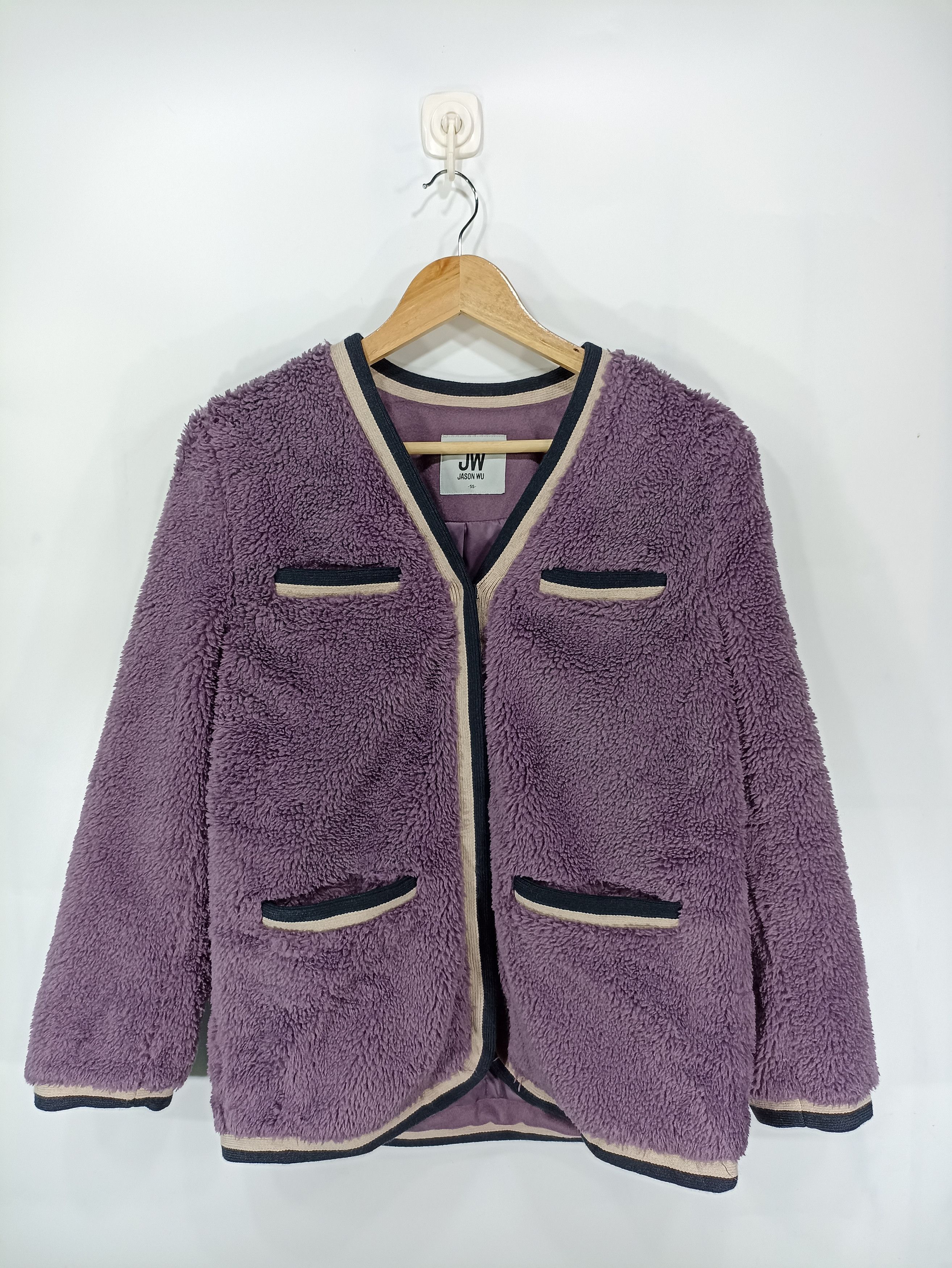 image of Vintage Jw Multi Pocket Fleece Snap Button Cardigan in Purple, Men's (Size Small)