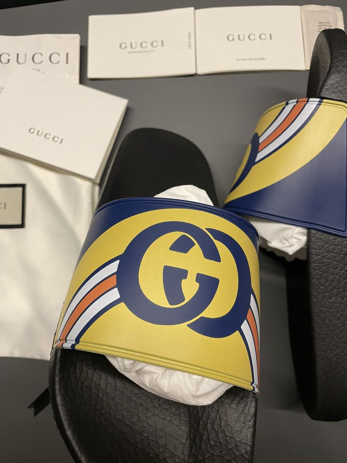 Gucci Iconic Runway Rare Gucci Logo Slides Sandal Slip on Shoes Size US 9.5 / EU 42-43 - 17 Thumbnail