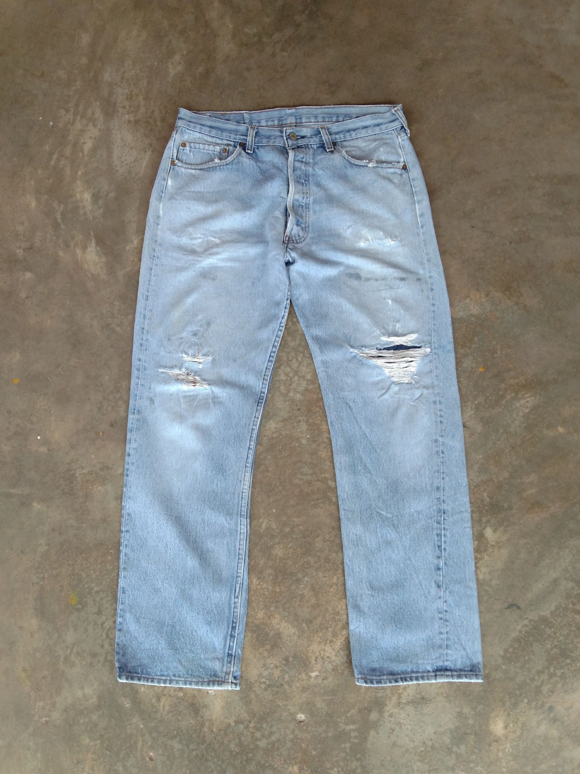 Levi's × Vintage 80s Vintage Levis 501 Made In USA Distressed Jeans 33x30 Size US 33 - 1 Thumbnail