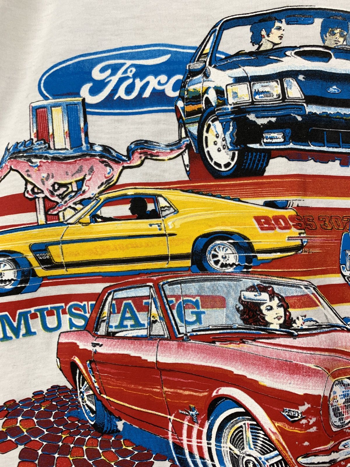 Mustang 80-90s Vintage Ford Mustang Single Stitch White T-Shirt Size US S / EU 44-46 / 1 - 6 Thumbnail