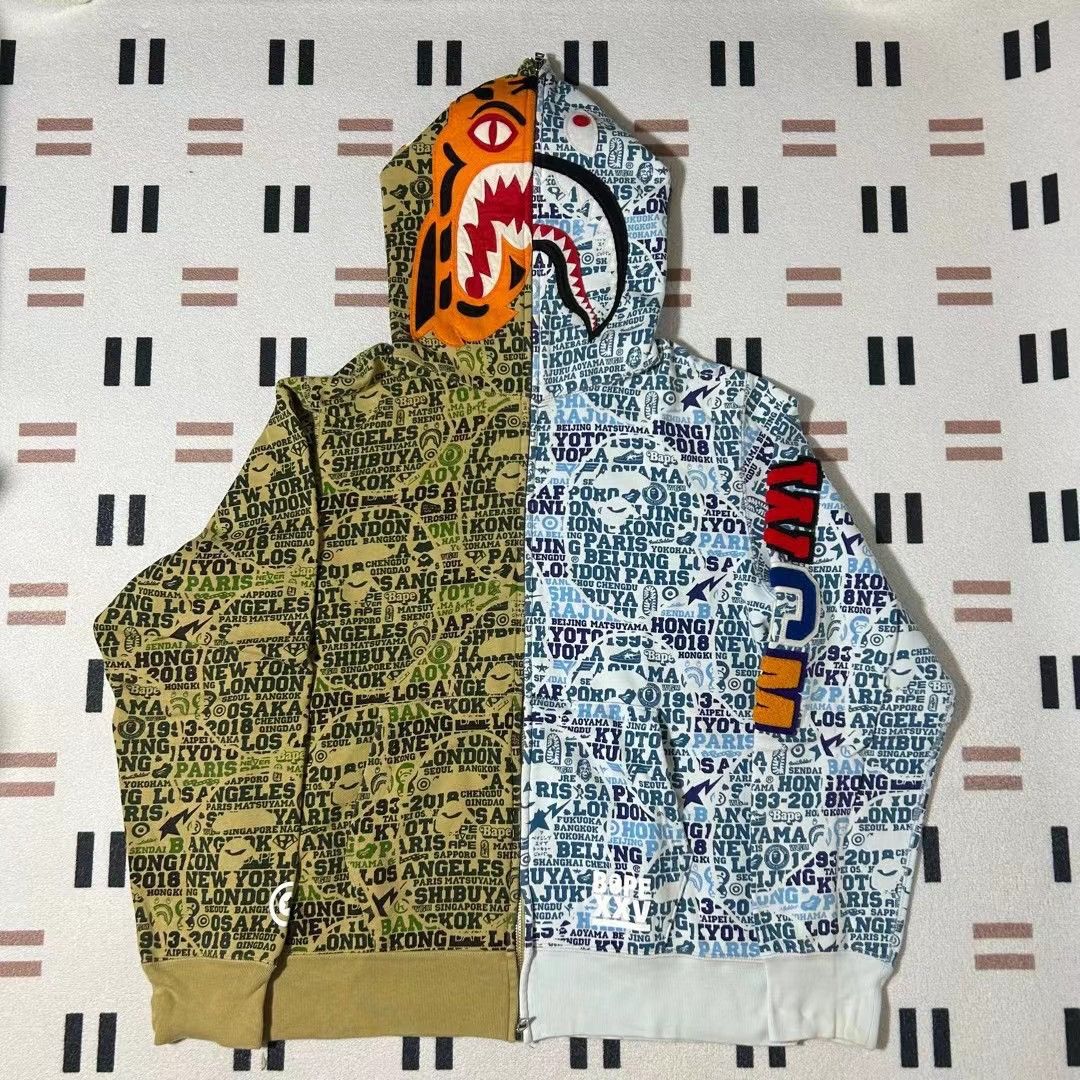Bape BAPE XXV CITIES CAMO TIGER SHARK HALF FULL ZIP HOODIE