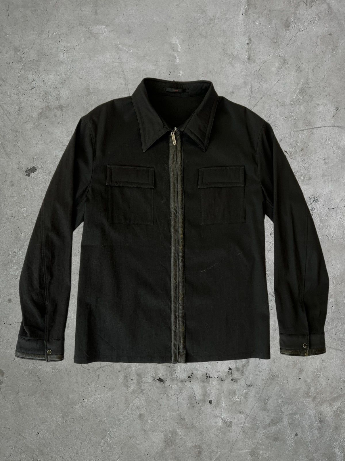 image of Jean Paul Gaultier Gaultier Homme Objet Leather Accent Zipped Shirt in Black, Men's (Size Large)