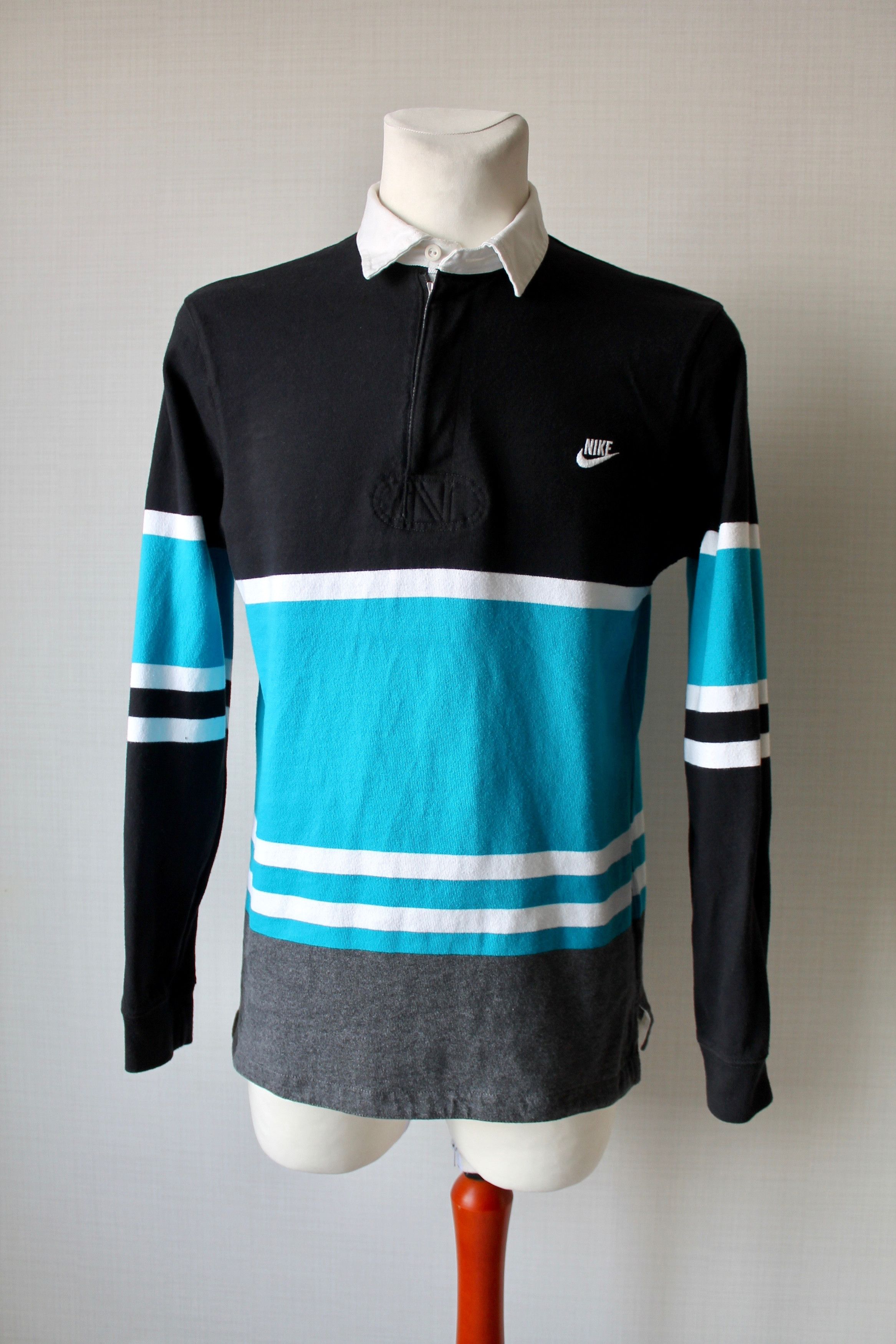 Nike × Streetwear × Vintage Vintage Nike Striped Rugby Polo Long 