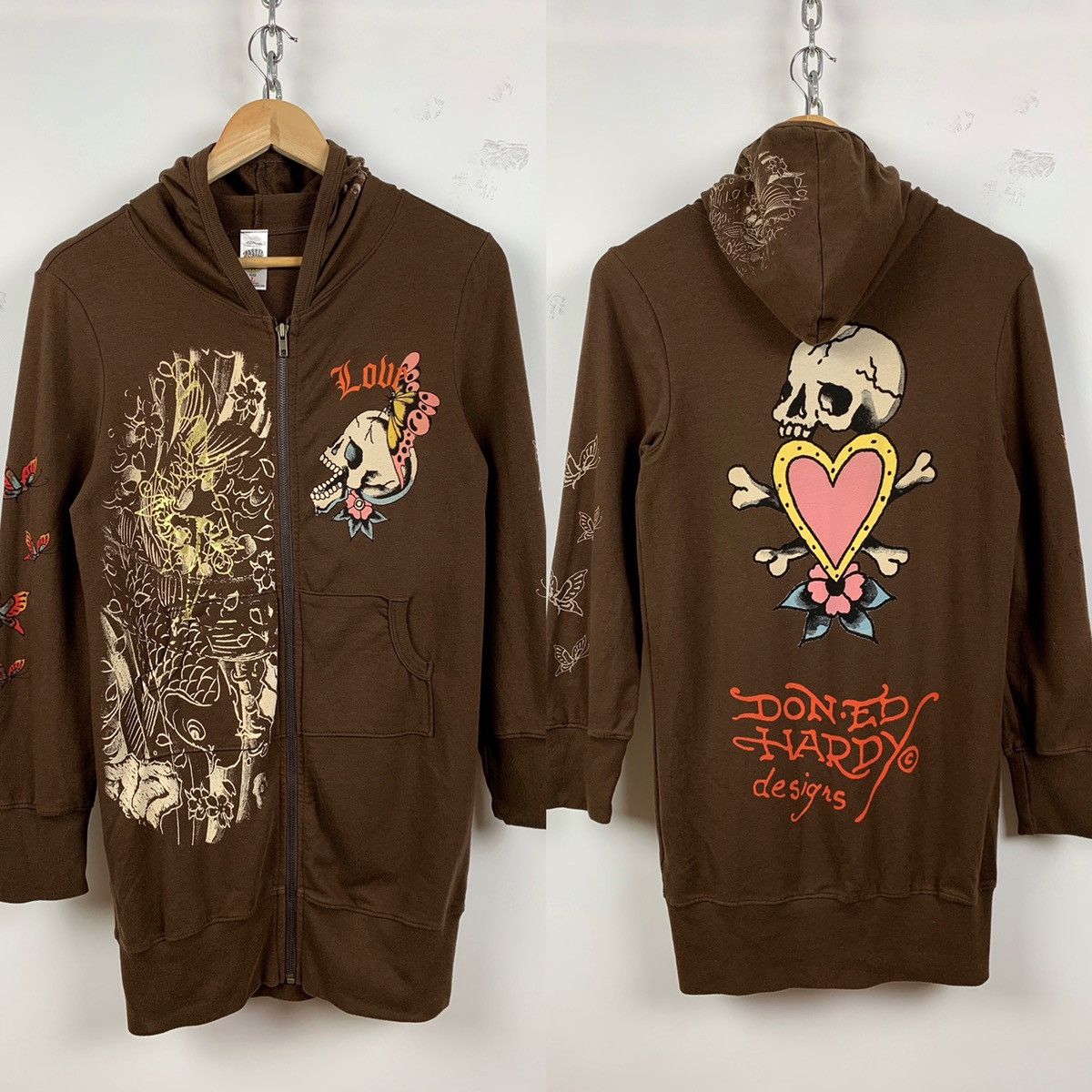 Christian Audigier Women’s Ed Hardy by Christian Audigier Skull Brown Hoodie Size S / US 4 / IT 40 - 1 Thumbnail