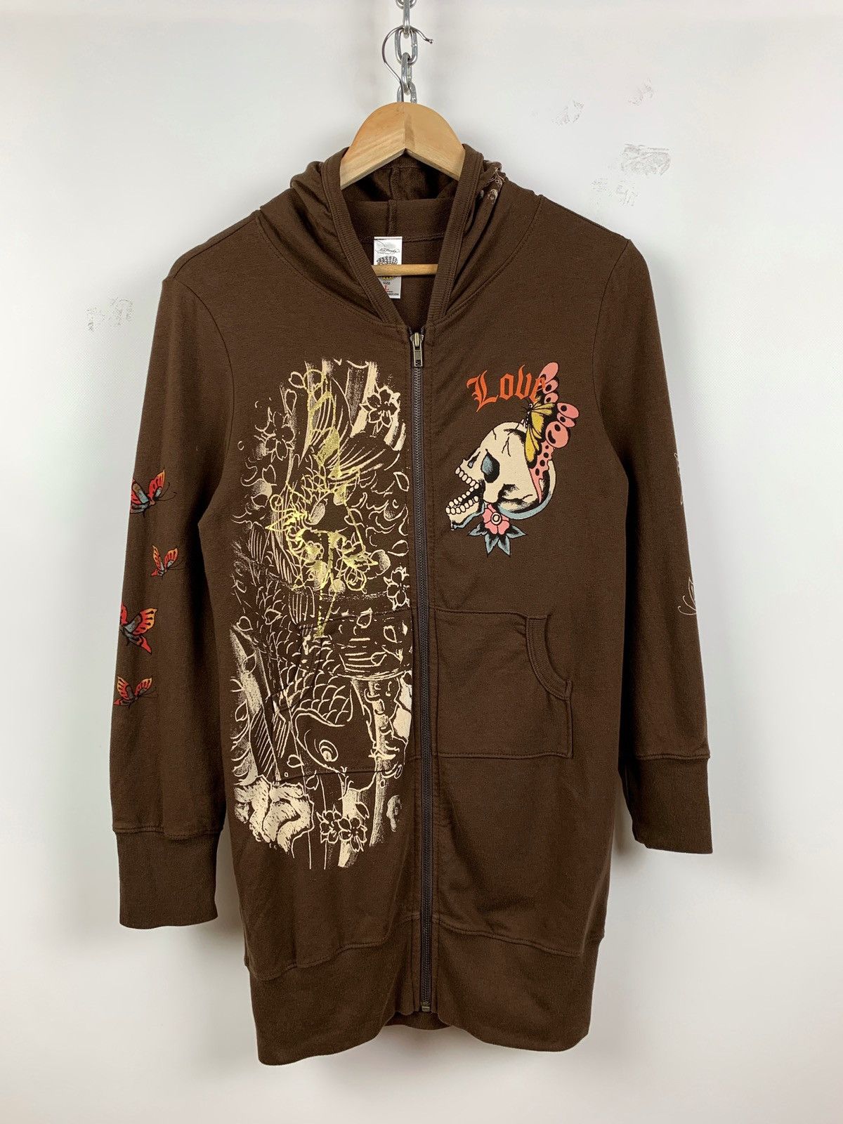 Christian Audigier Women’s Ed Hardy by Christian Audigier Skull Brown Hoodie Size S / US 4 / IT 40 - 2 Thumbnail