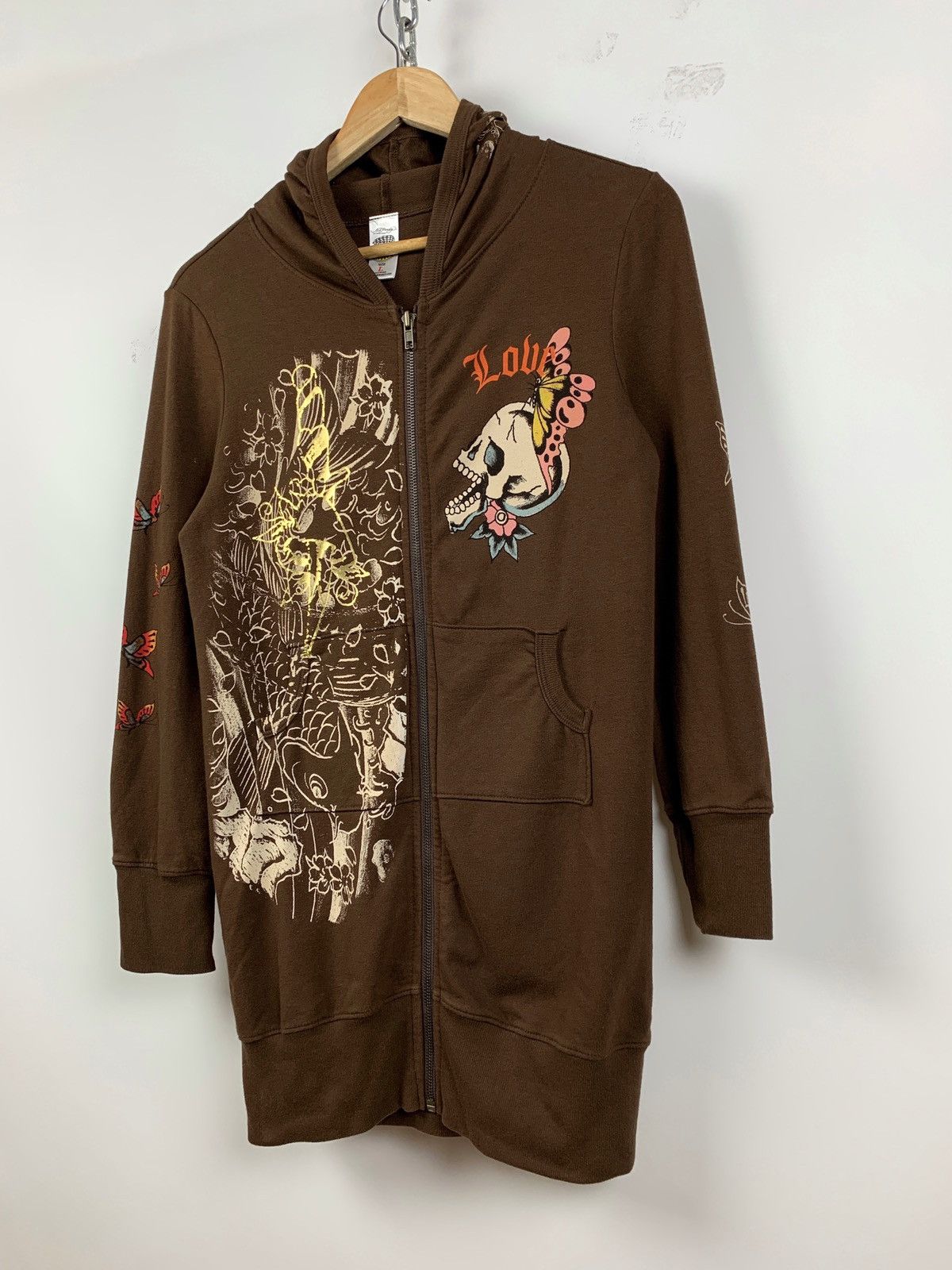 Christian Audigier Women’s Ed Hardy by Christian Audigier Skull Brown Hoodie Size S / US 4 / IT 40 - 13 Thumbnail
