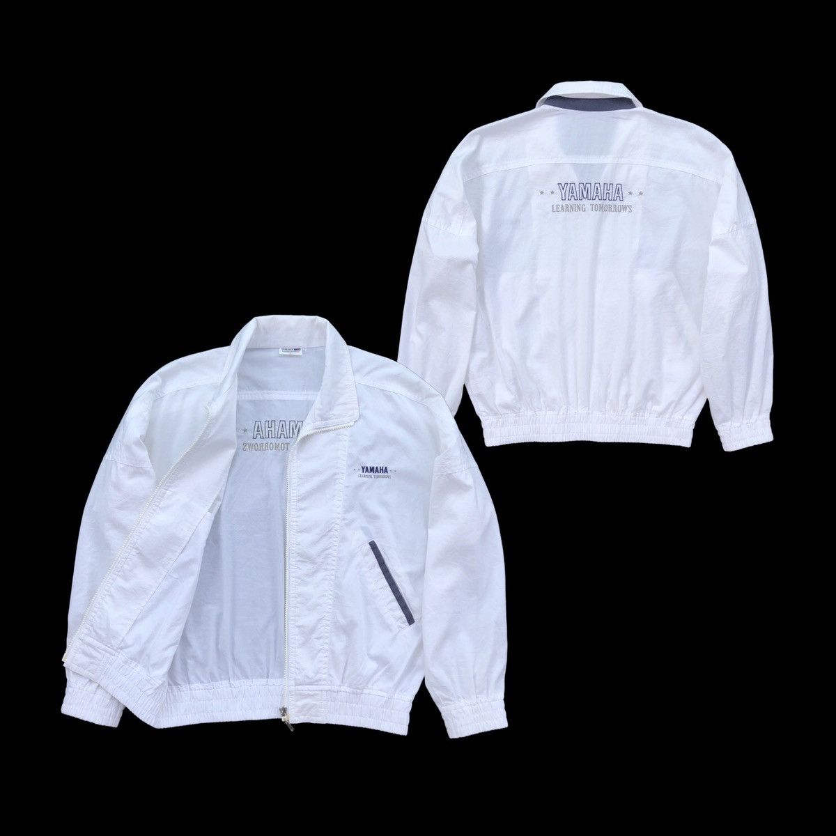 Sports Specialties Vintage YAMAHA Embroidery Logo White Bomber Jacket Size US M / EU 48-50 / 2 - 1 Thumbnail