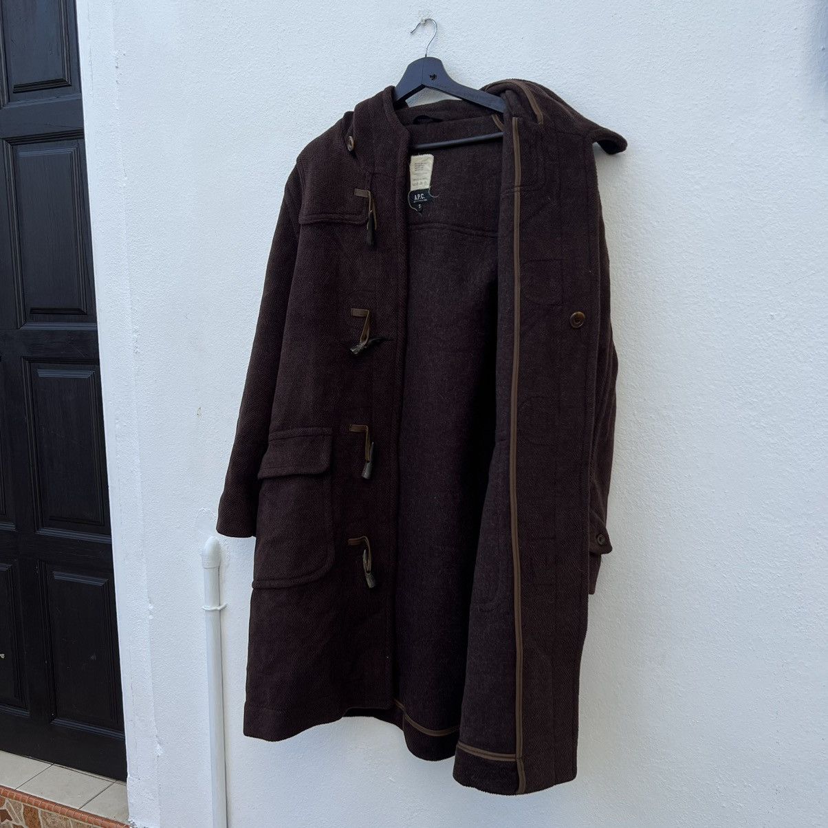 A.P.C. RICH BROWN HERRINGBONE WOOL LONG COAT JACKET Size US S / EU 44-46 / 1 - 12 Thumbnail