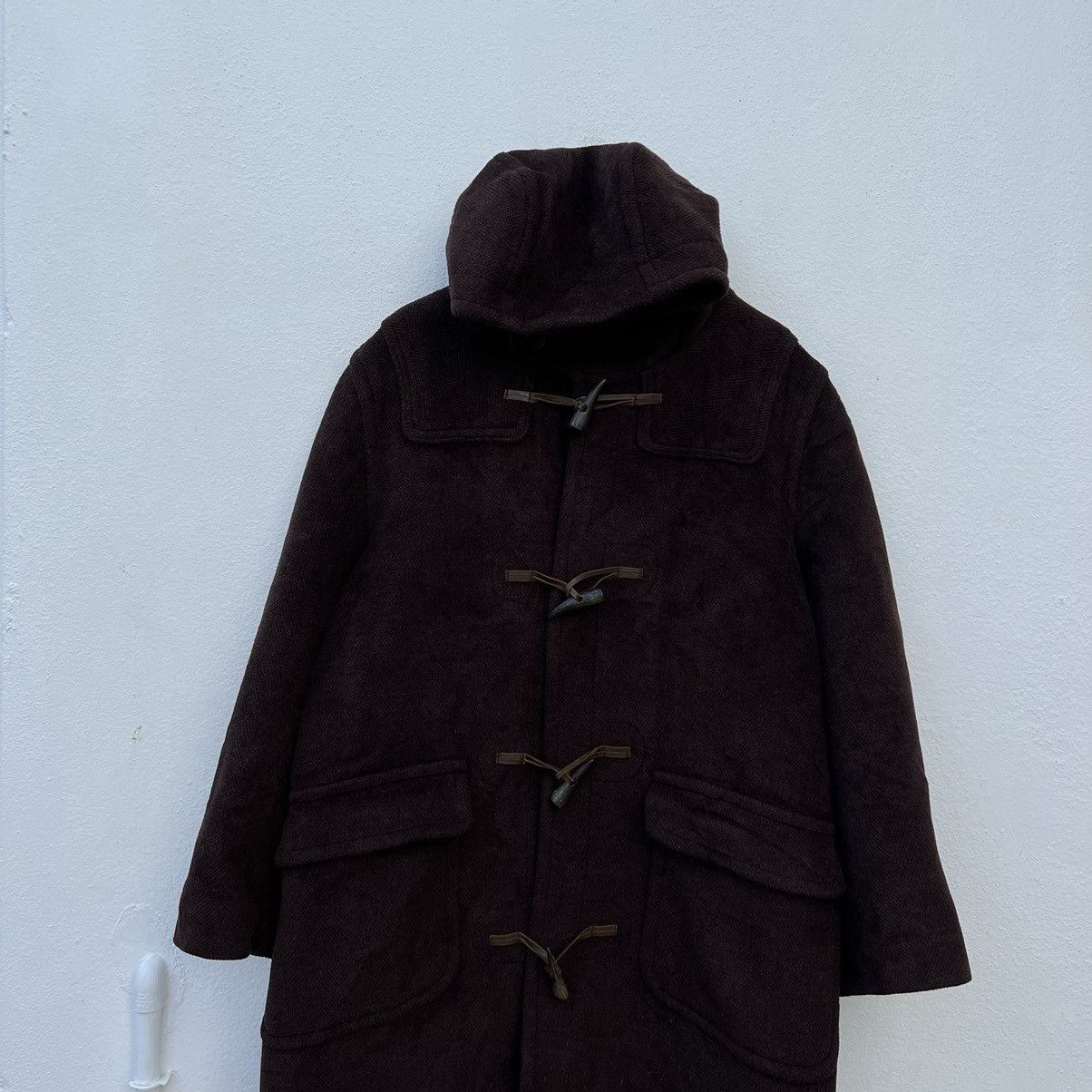 A.P.C. RICH BROWN HERRINGBONE WOOL LONG COAT JACKET Size US S / EU 44-46 / 1 - 3 Thumbnail