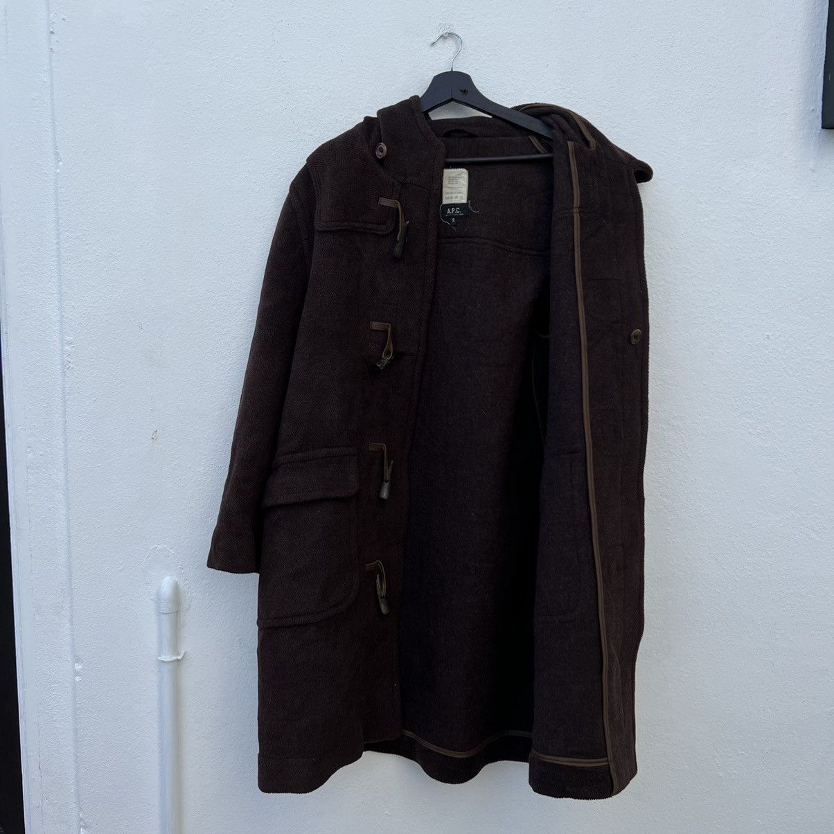 A.P.C. RICH BROWN HERRINGBONE WOOL LONG COAT JACKET Size US S / EU 44-46 / 1 - 11 Thumbnail
