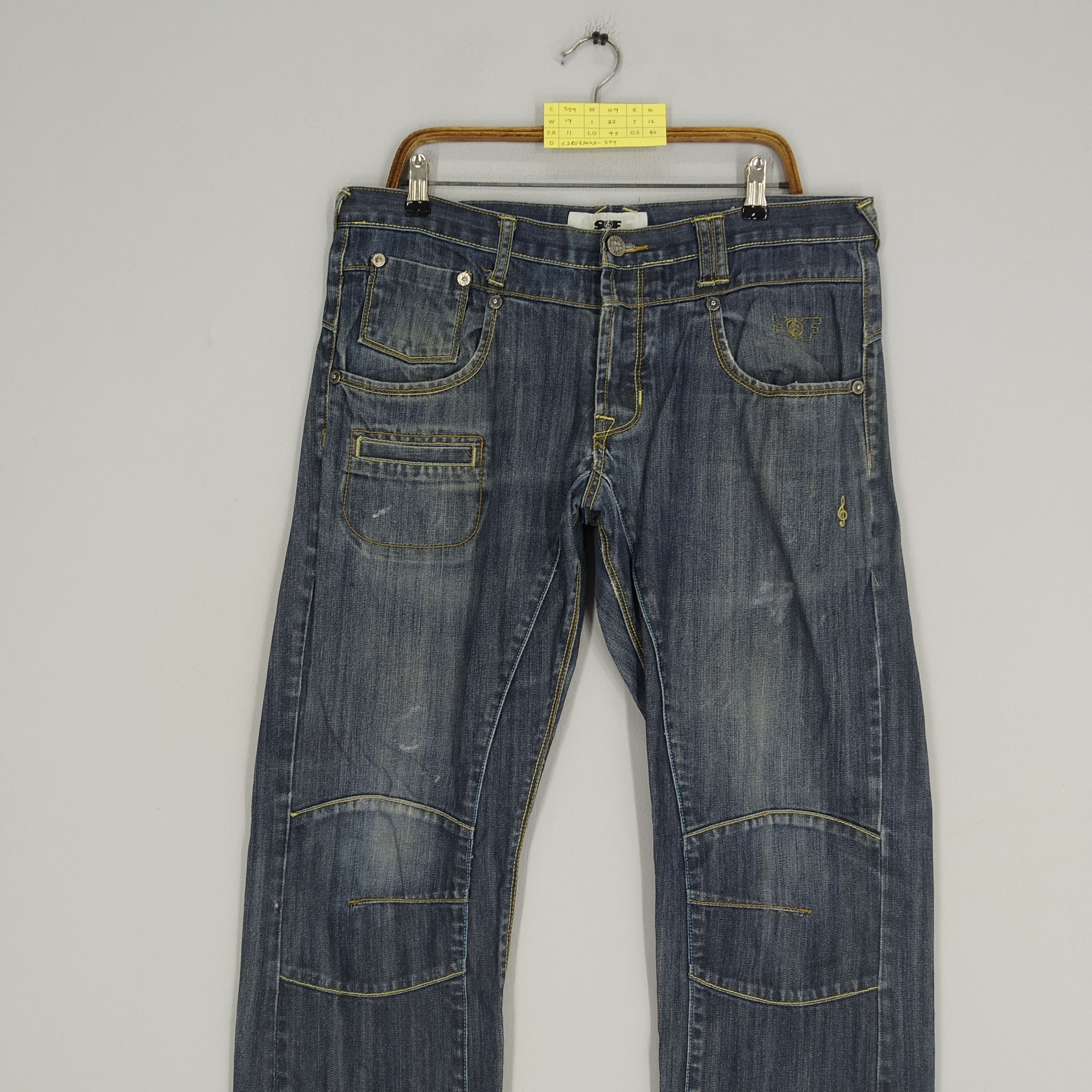 Denime Vintage Song Of Freedom SOF Indigo Denim Jeans Double Knee Size US 38 / EU 54 - 3 Thumbnail
