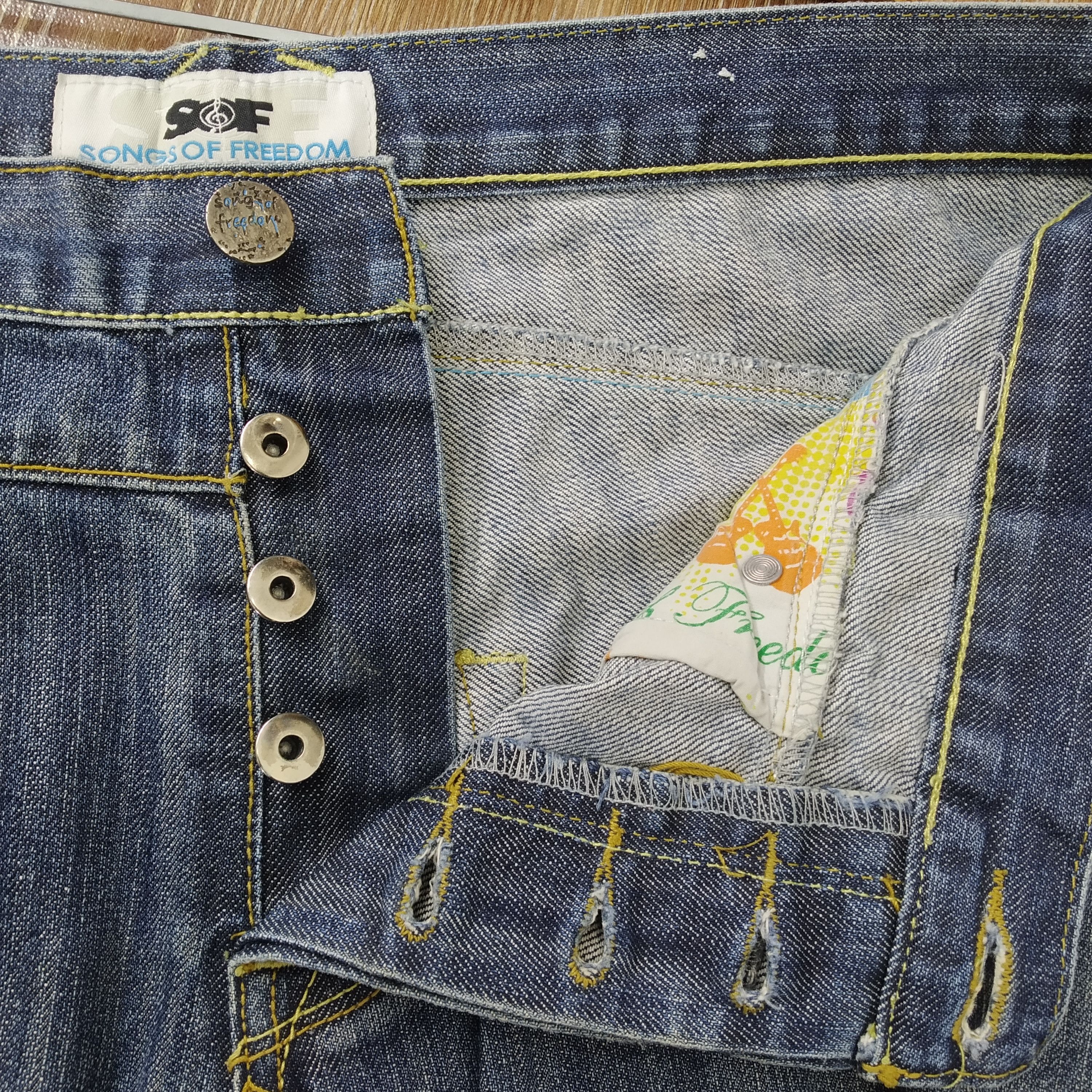 Denime Vintage Song Of Freedom SOF Indigo Denim Jeans Double Knee Size US 38 / EU 54 - 12 Thumbnail