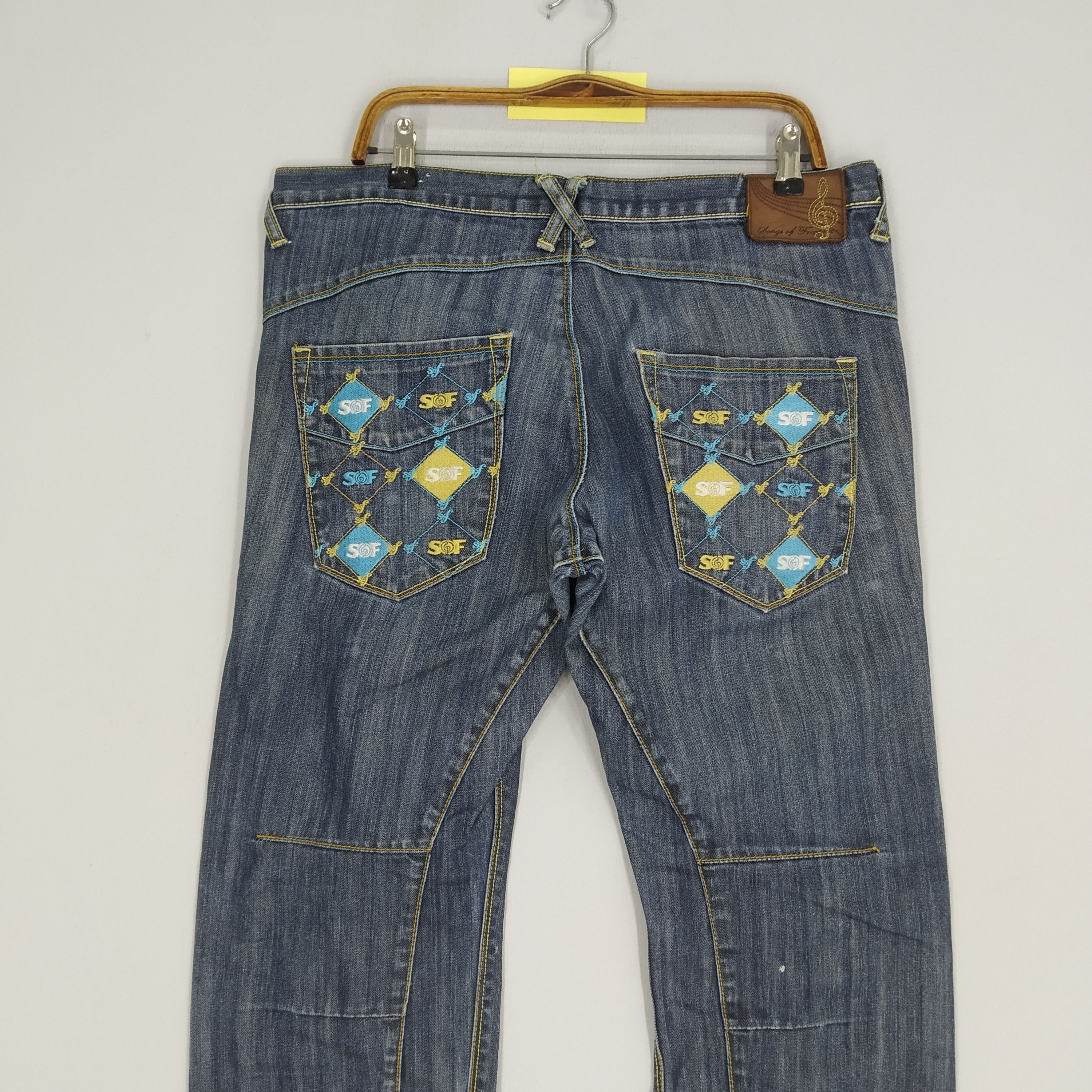 Denime Vintage Song Of Freedom SOF Indigo Denim Jeans Double Knee Size US 38 / EU 54 - 4 Thumbnail