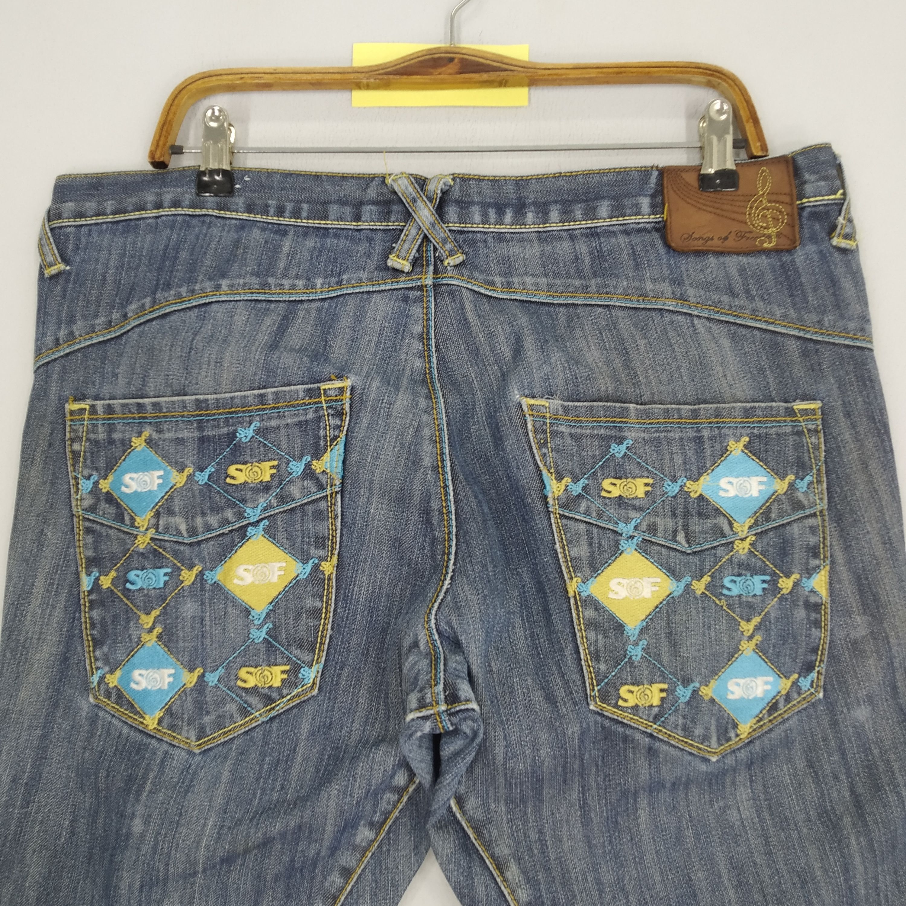 Denime Vintage Song Of Freedom SOF Indigo Denim Jeans Double Knee Size US 38 / EU 54 - 10 Thumbnail