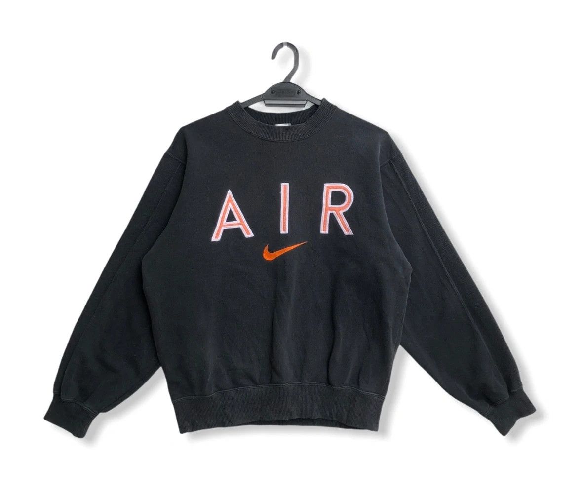 image of 90’S Nike Air Big Embroideries Logo Sweatshirt in Black, Men's (Size Small)