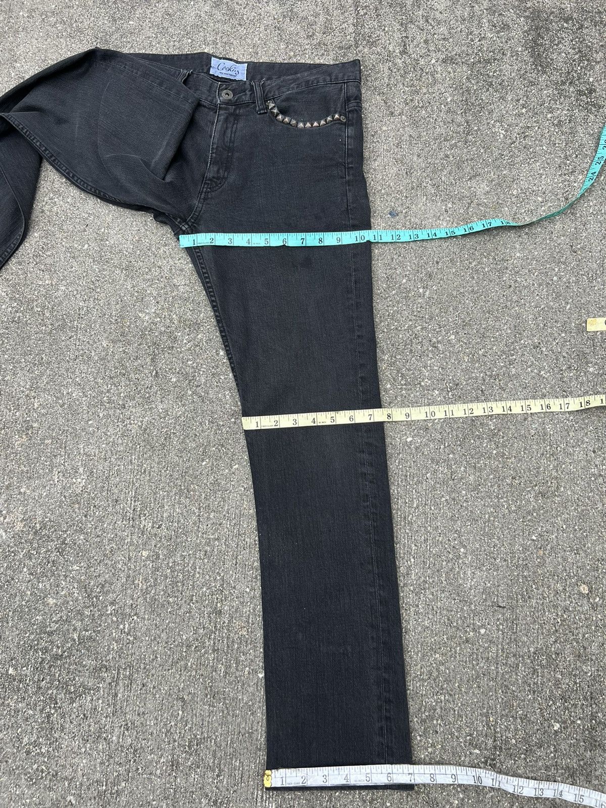 Vintage Cockies Japan Riveted Faded Black Denim Jeans Size US 30 / EU 46 - 20 Thumbnail