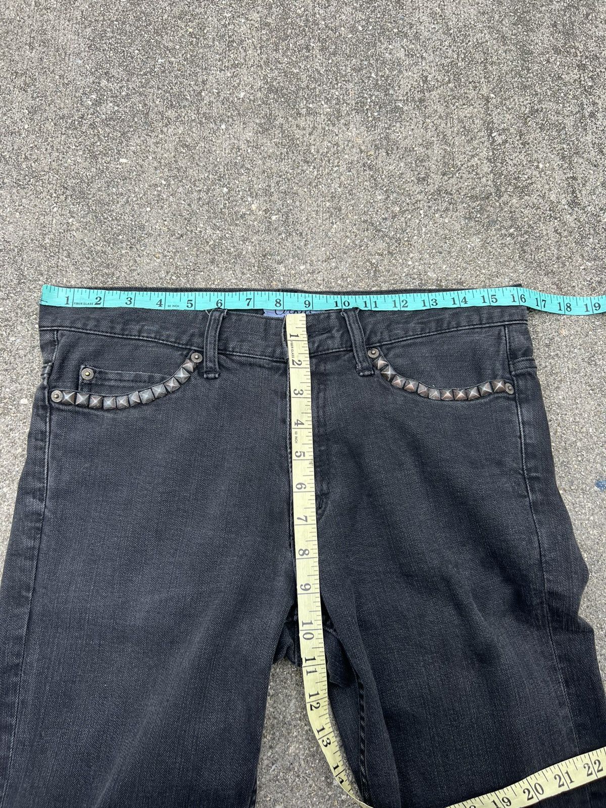 Vintage Cockies Japan Riveted Faded Black Denim Jeans Size US 30 / EU 46 - 19 Thumbnail